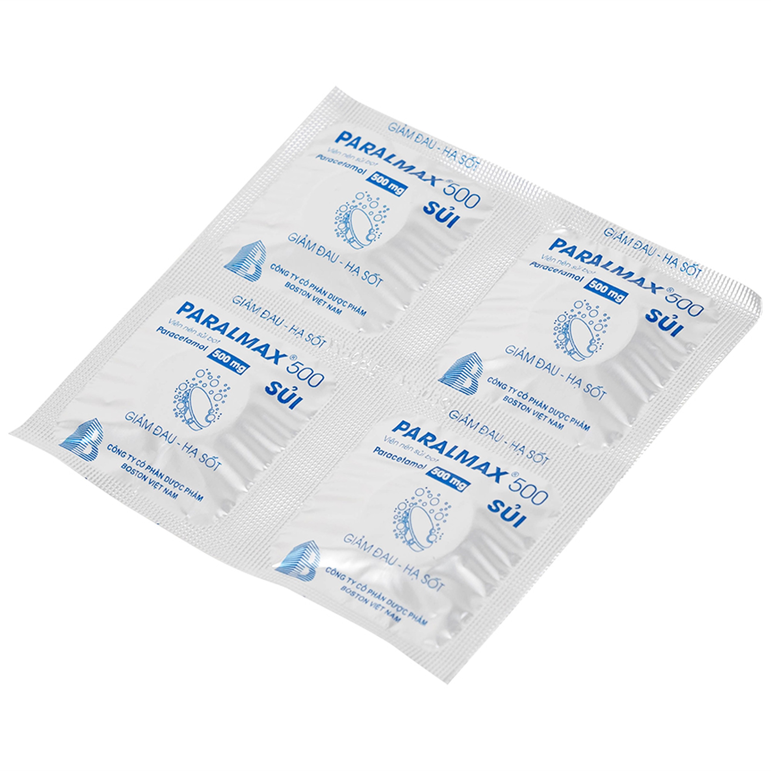 Viên sủi Effer-Paralmax 500 Boston giảm các chứng đau nhẹ đến vừa, đau đầu, đau răng (5 vỉ x 4 viên)