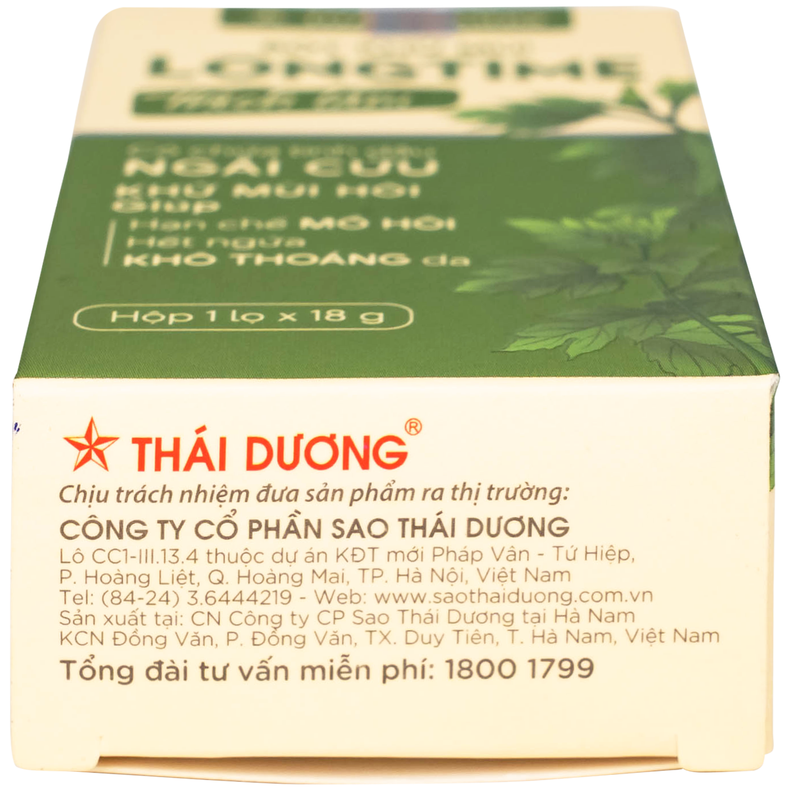 Bột khử mùi Longtime Sao Thái Dương giúp khử và hạn chế mồ hôi, hết ngứa (18g)