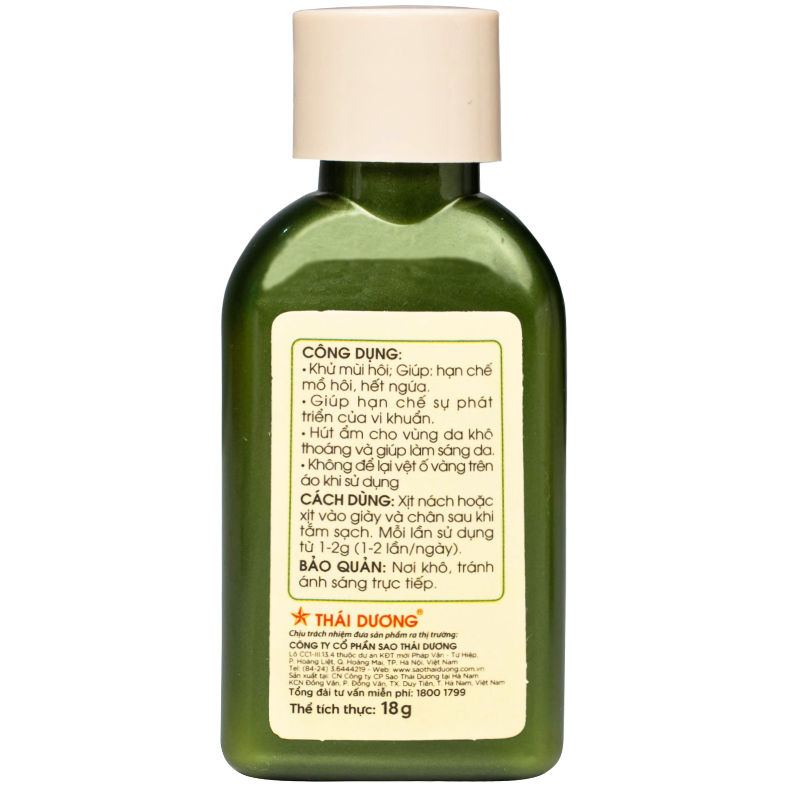 Bột khử mùi Longtime Sao Thái Dương giúp khử và hạn chế mồ hôi, hết ngứa (18g)