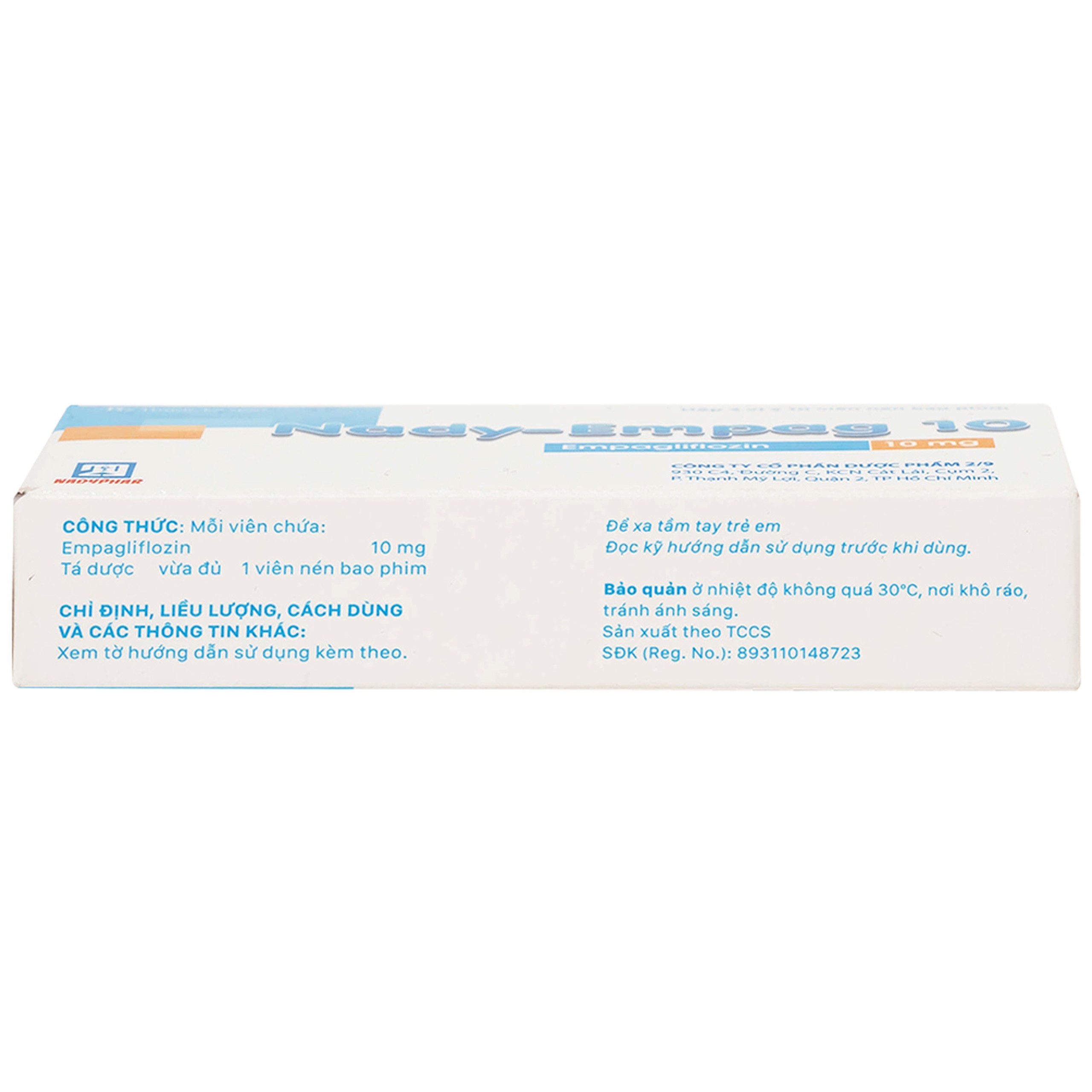 Thuốc Nady-Empag 10 Nadyphar điều trị đái tháo đường típ 2 (3 vỉ x 10 viên)