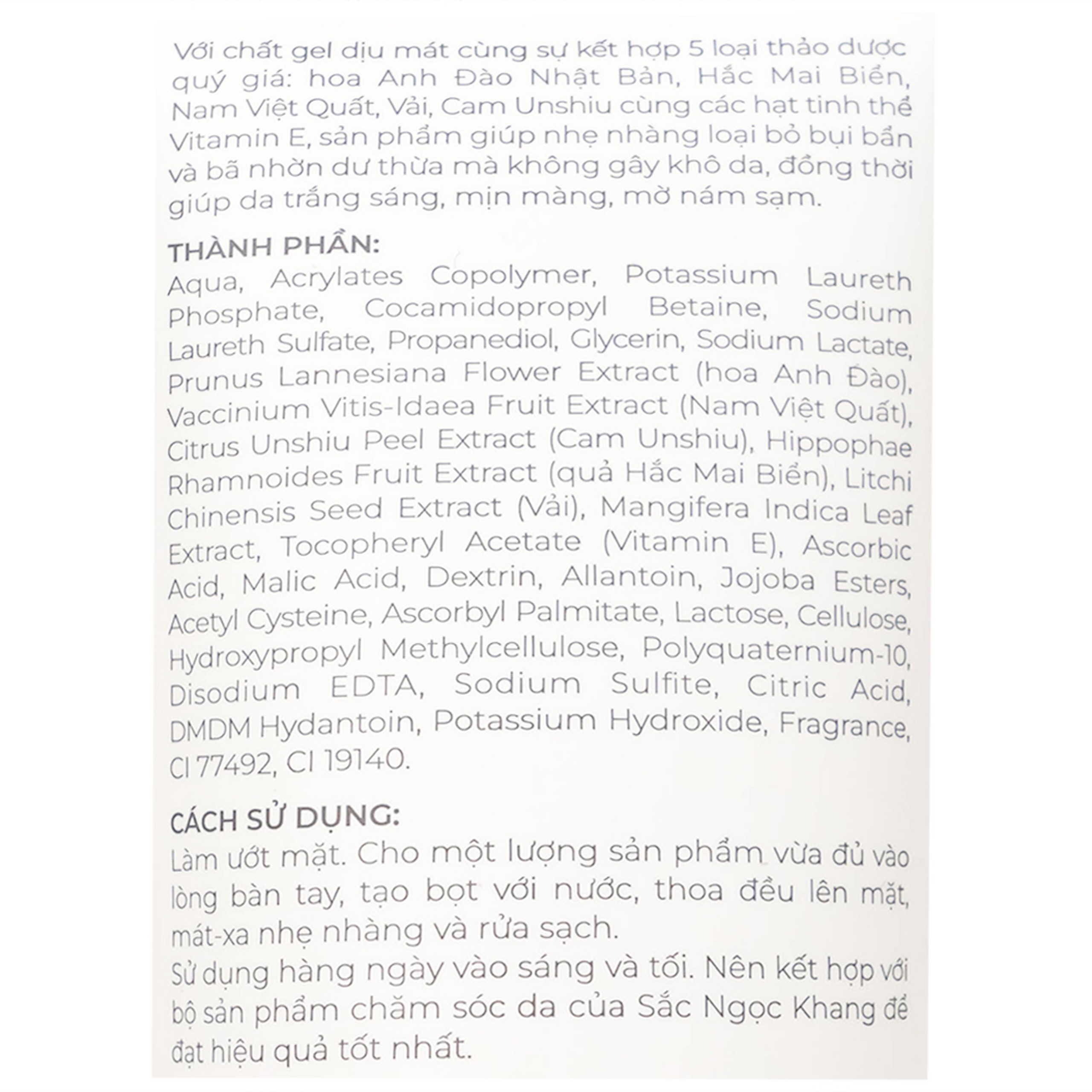 Sữa rửa mặt thảo dược sáng da, mờ sạm Sắc Ngọc Khang 100g