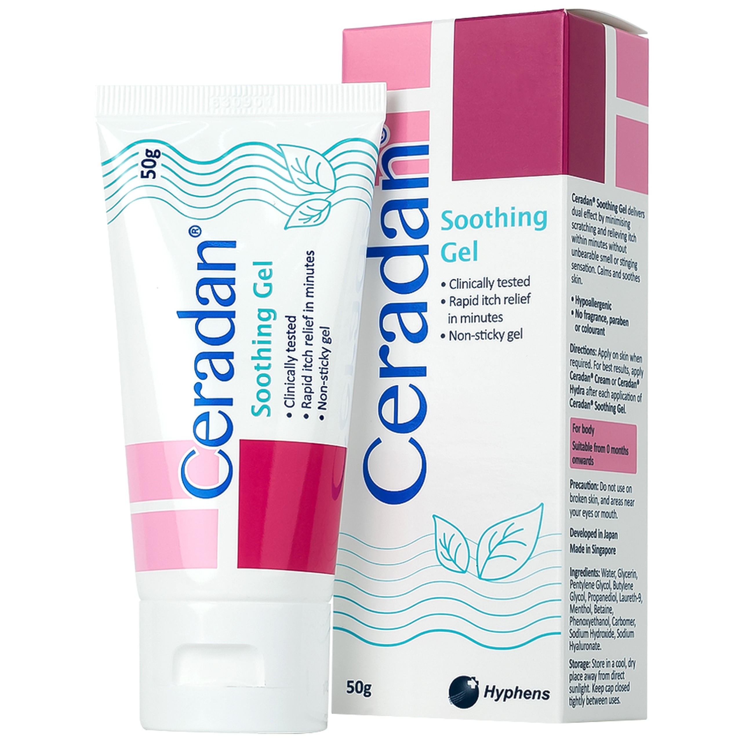Gel bôi Ceradan Soothing Gel Hyphens dưỡng ẩm, làm dịu da nhạy cảm, hỗ trợ phục hồi bảo vệ da (50g)