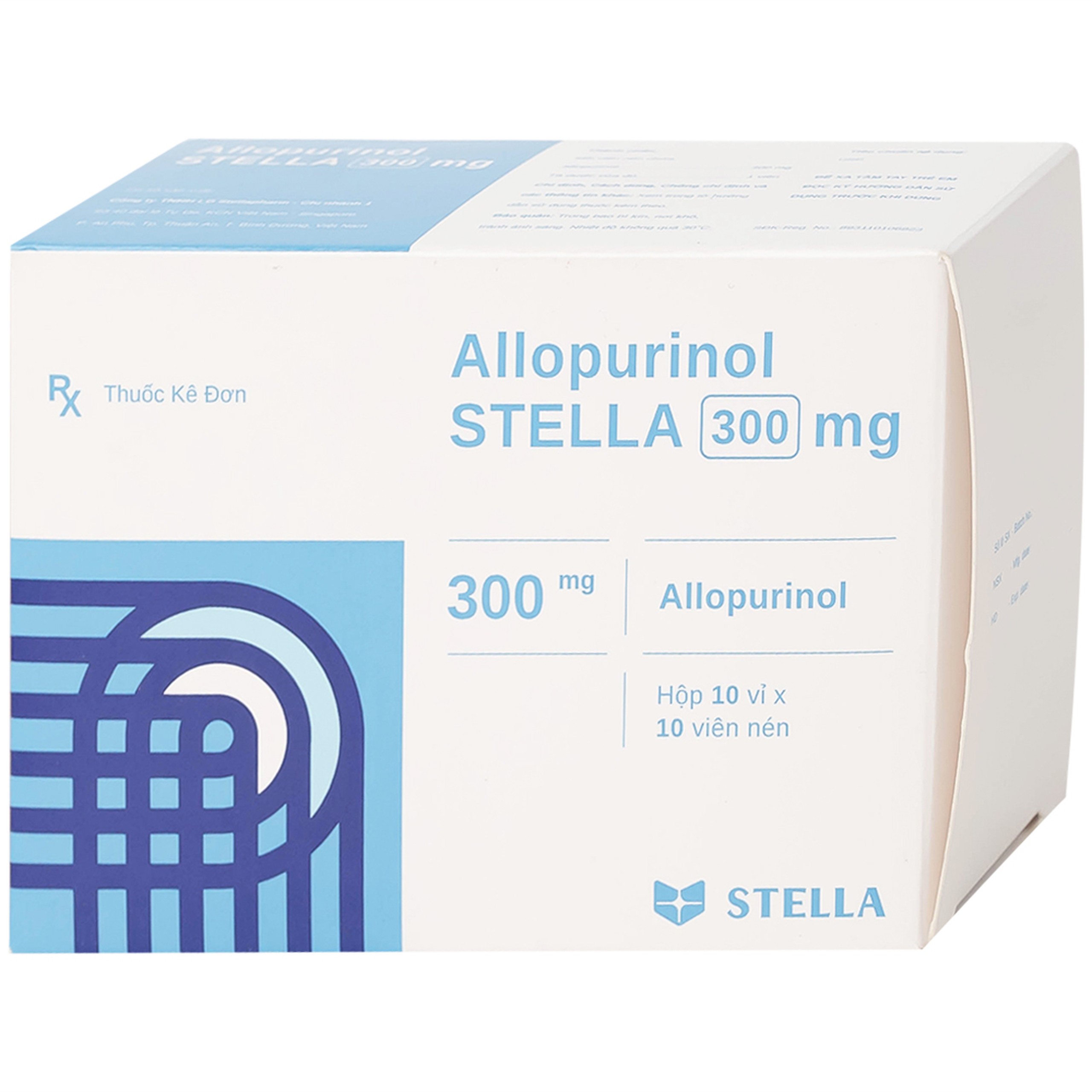 Thuốc Allopurinol 300mg Stella Pharm giảm sự hình thành acid uric, điều trị bệnh gout (10 vỉ x 10 viên)
