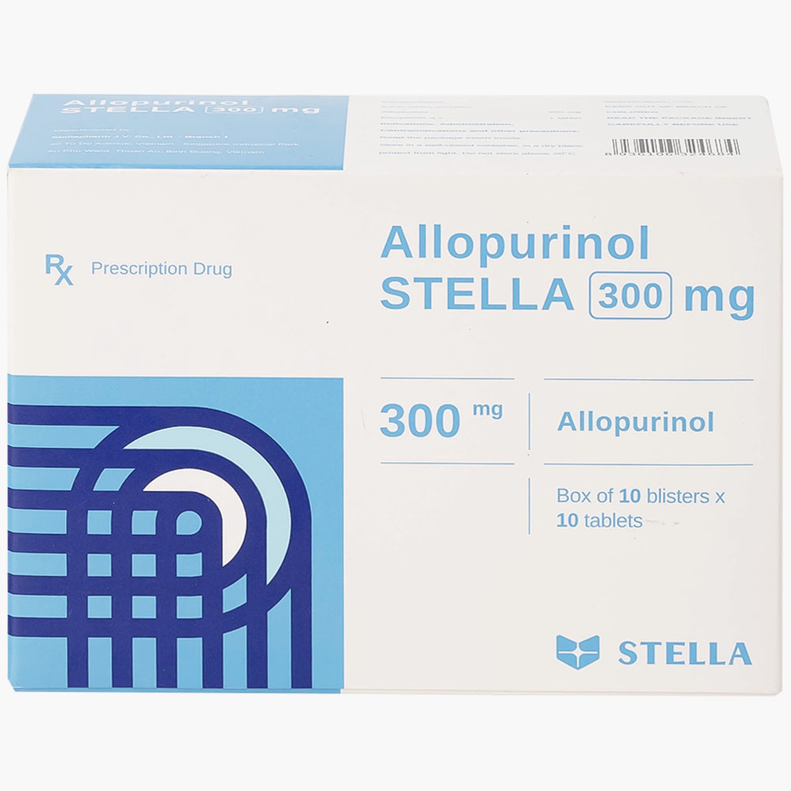 Thuốc Allopurinol 300mg Stella Pharm giảm sự hình thành acid uric, điều trị bệnh gout (10 vỉ x 10 viên)