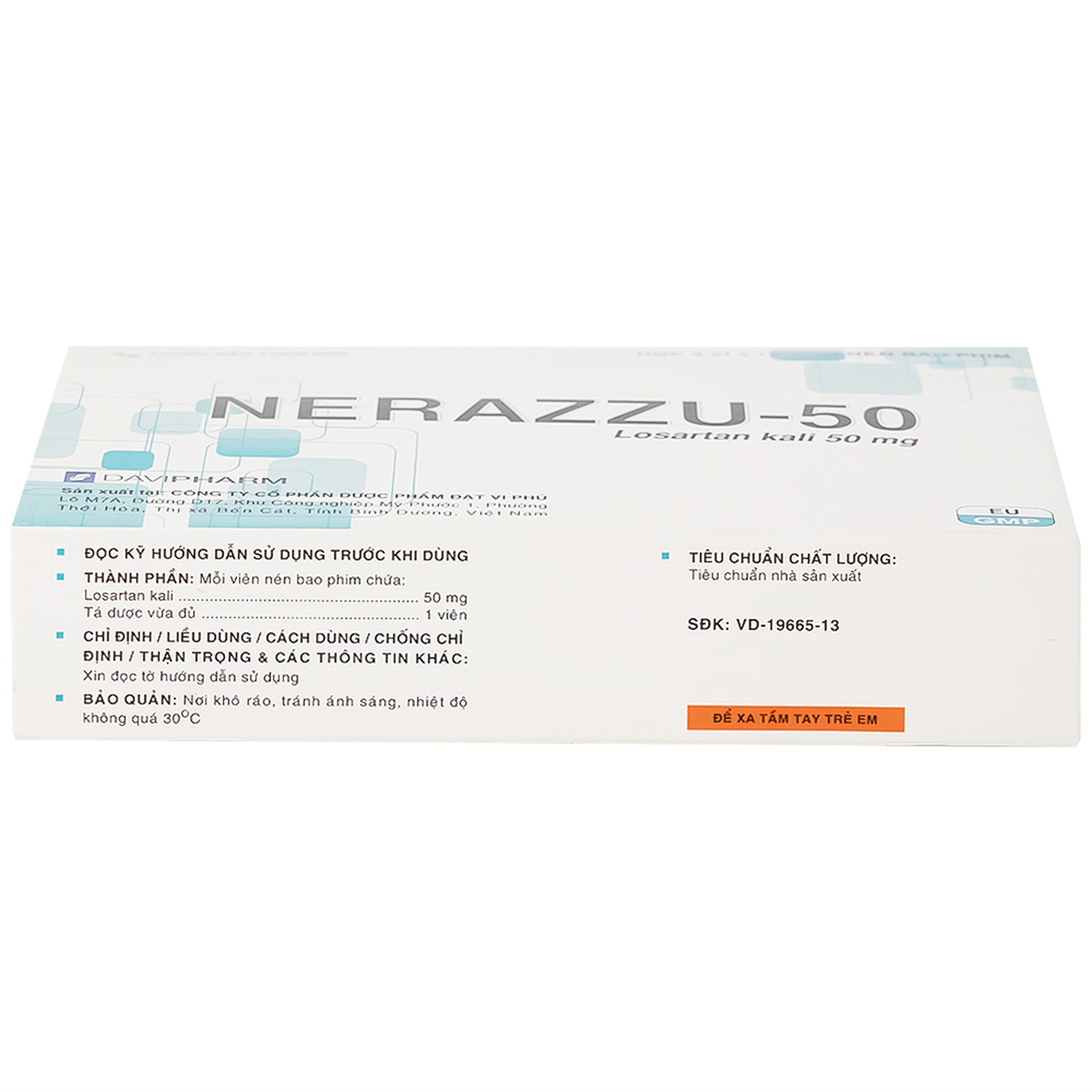 Thuốc Nerazzu 50 Davipharm điều trị tăng huyết áp (3 vỉ x 10 viên)