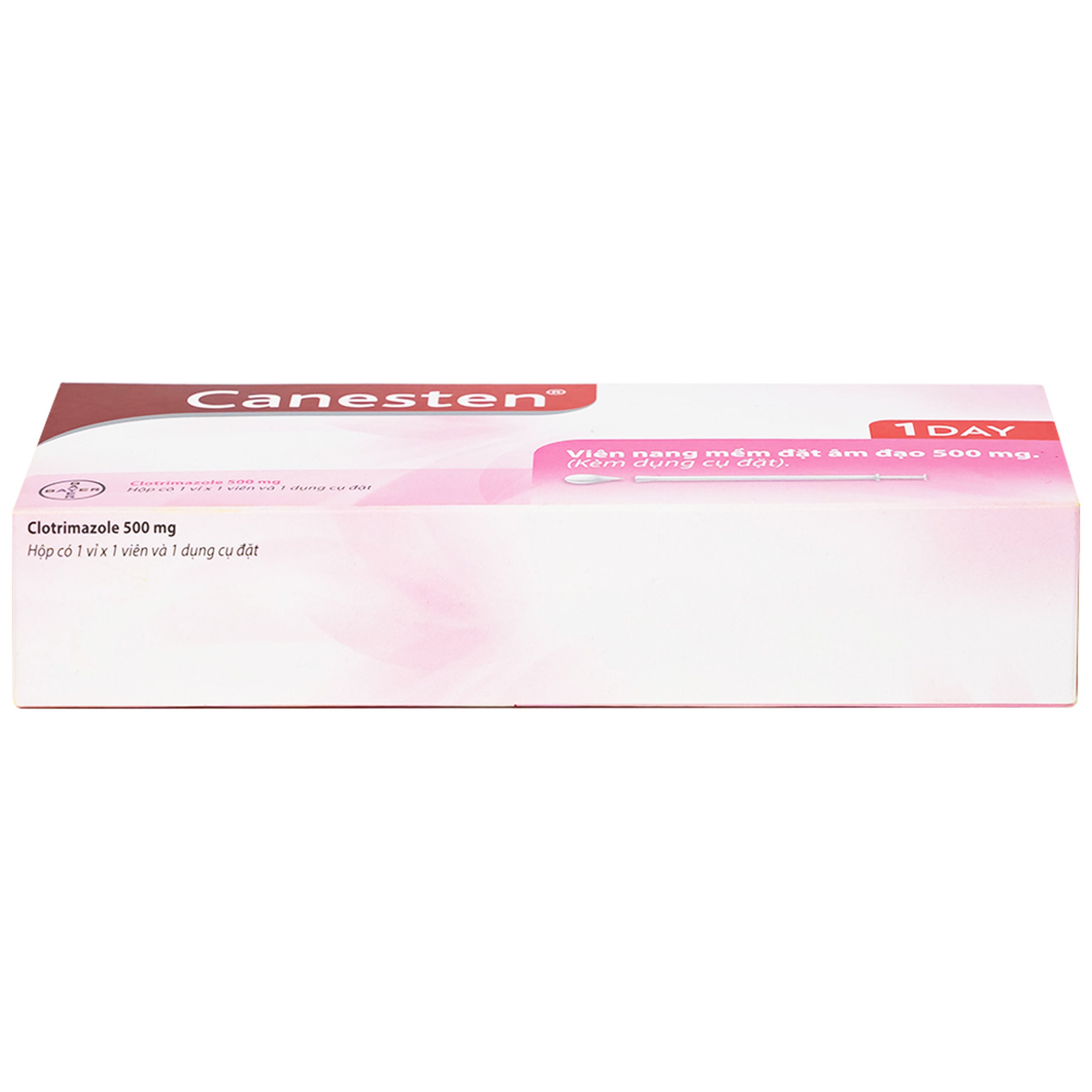 Viên đặt âm đạo Canesten 1 Day 500mg Bayer điều trị viêm âm đạo và cơ quan sinh dục ngoài (1 vỉ x 1 viên)