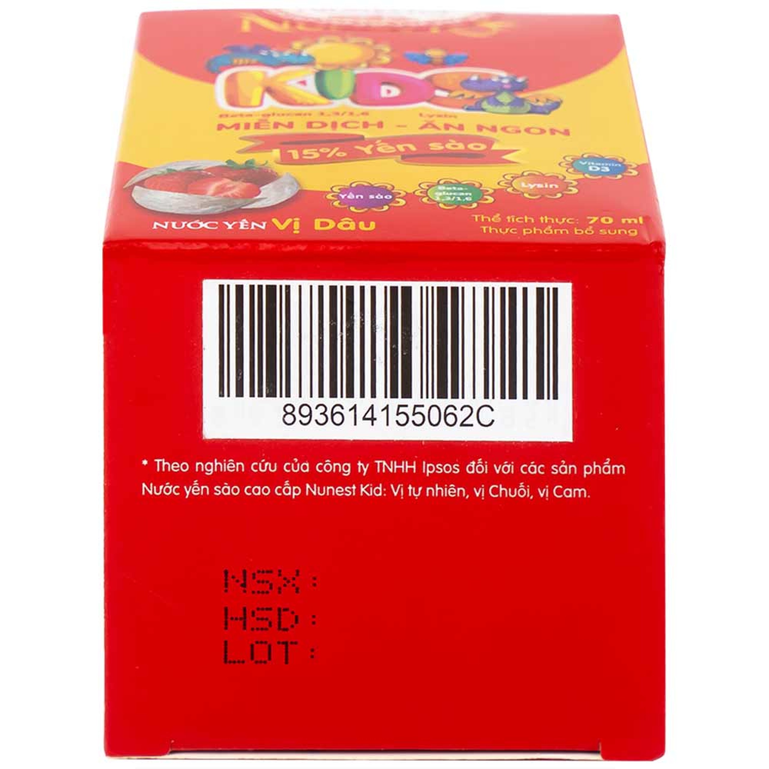 Nước Yến Sào Cao Cấp Cho Trẻ Em Nunest Kid Vị Dâu Lốc 3+1 (70ml)