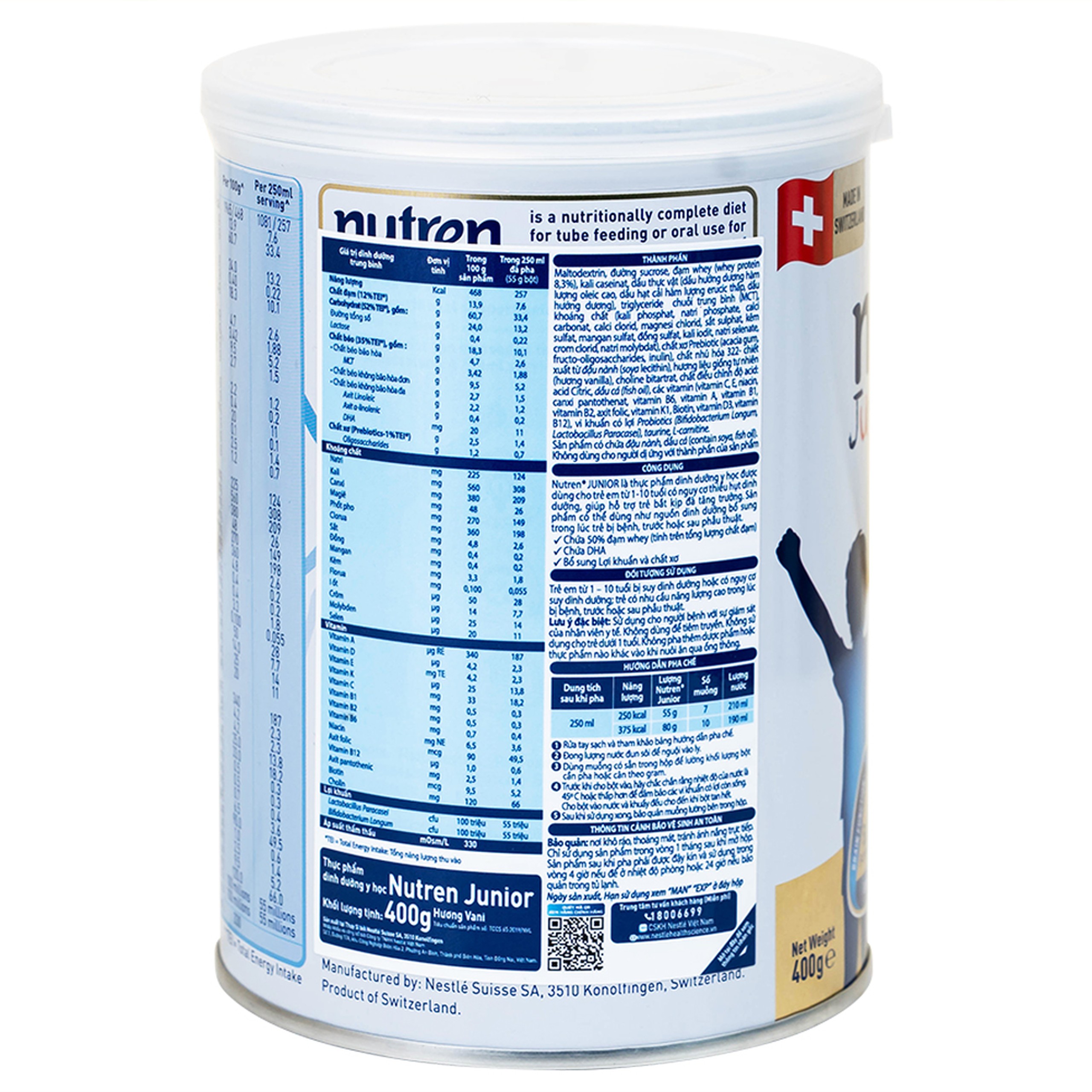 Sữa bột Nutren Junior 400g Nestlé bổ sung hoặc thay thế bữa ăn hàng ngày cho trẻ suy dinh dưỡng