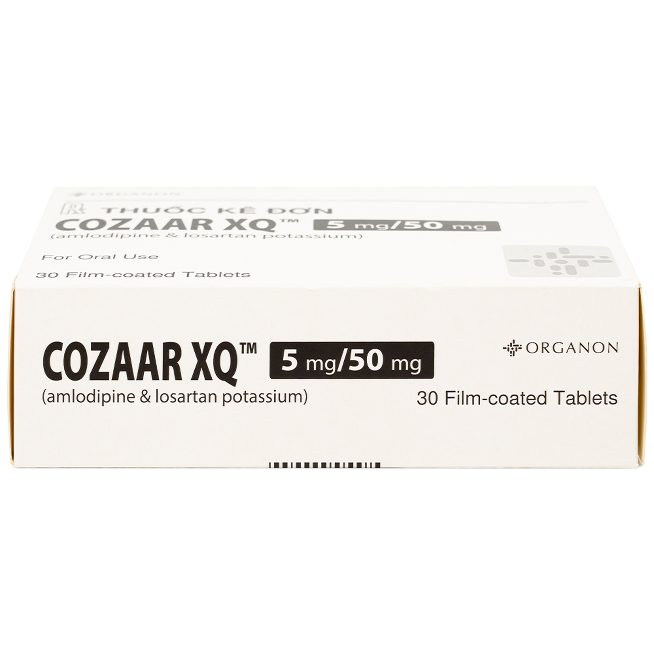 Thuốc Cozaar XQ 5/50mg Organon điều trị cao huyết áp vô căn (3 vỉ x 10 viên)