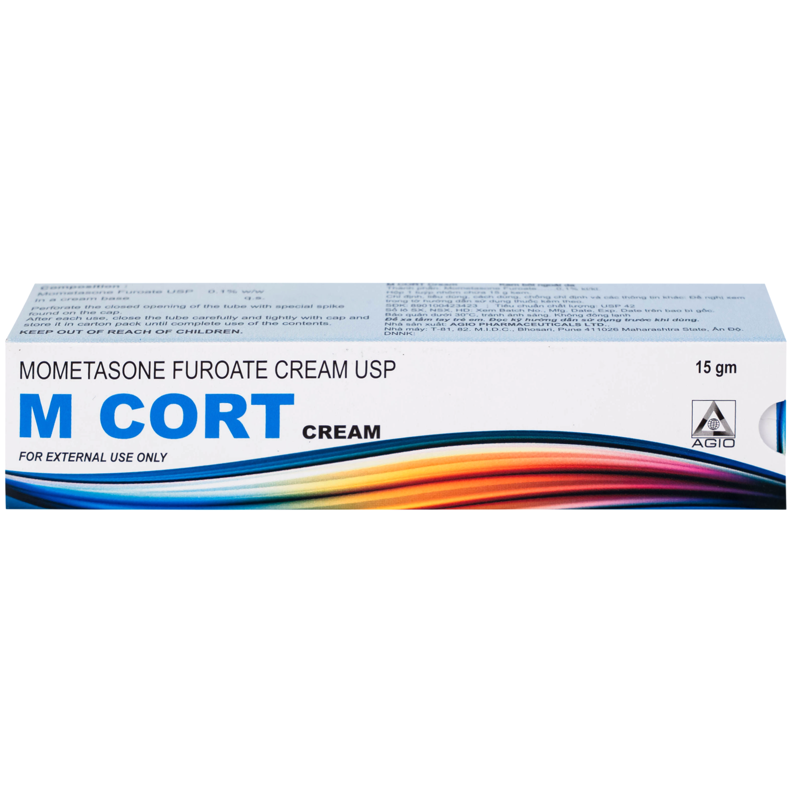 Thuốc M CORT cream Agio điều trị các biểu hiện viêm và ngứa của bệnh vẩy nến, viêm da dị ứng (15g)