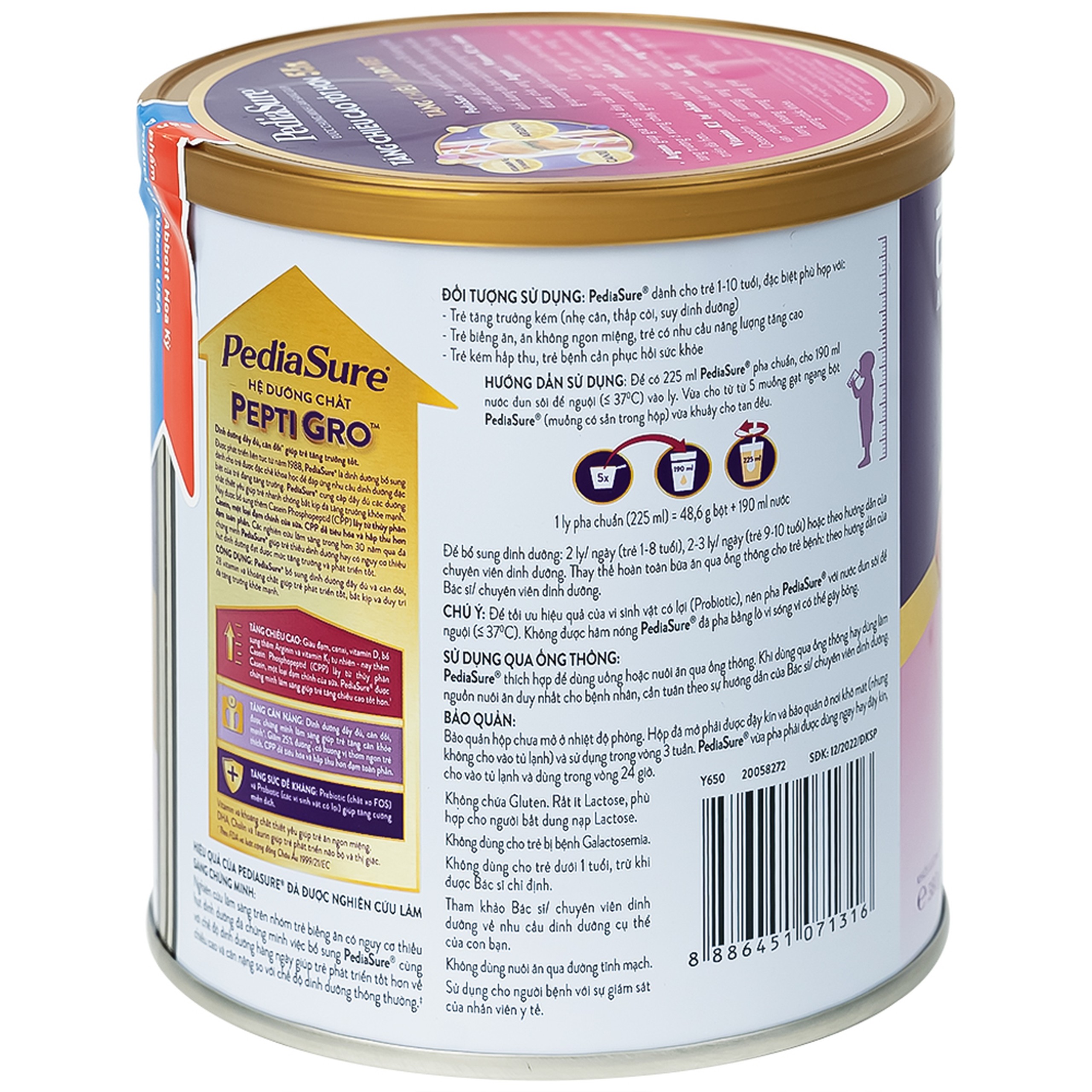 Sữa bột PediaSure 380g Abbott hương vani bổ sung dinh dưỡng cho bé từ 1-10 tuổi