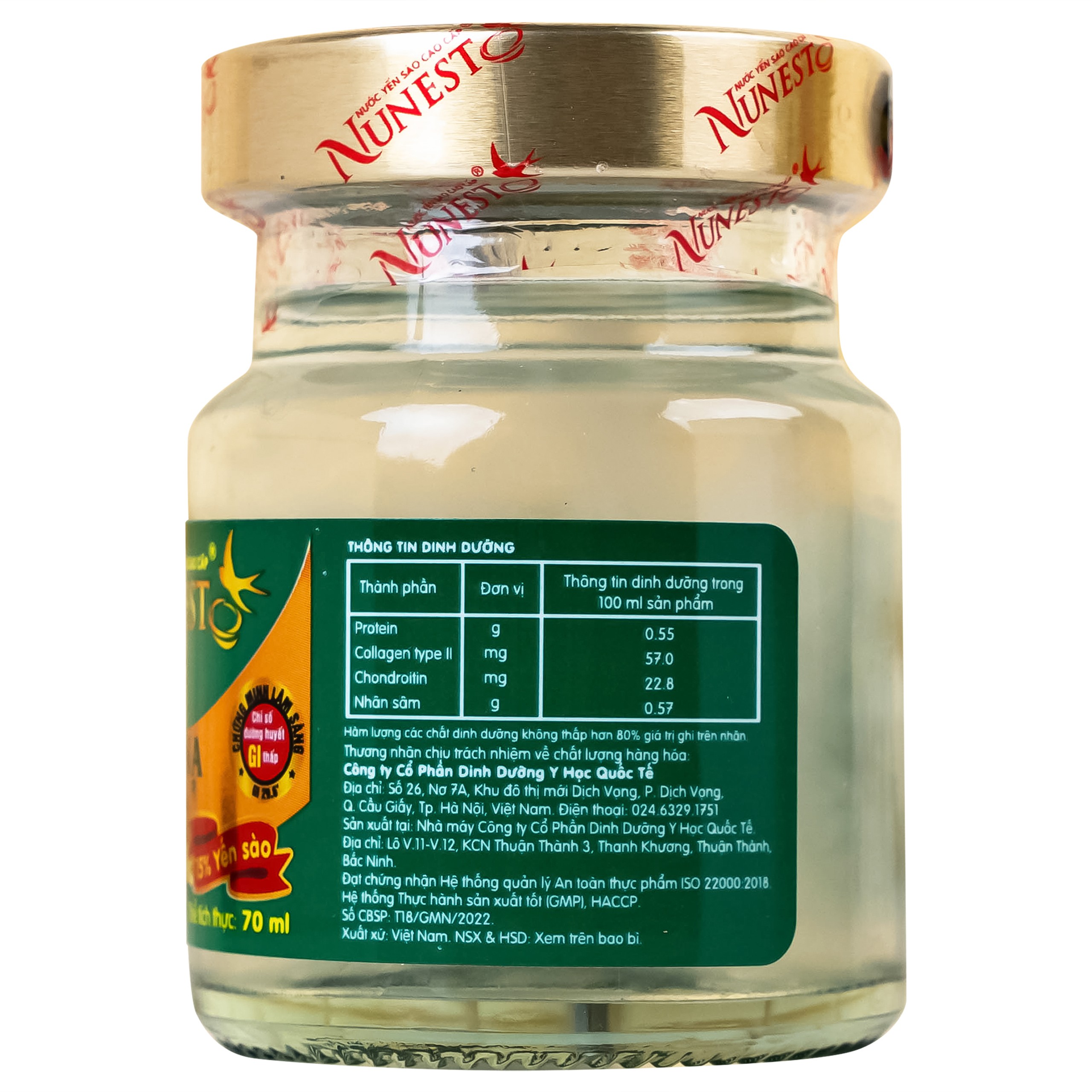 Nước Yến Sào Cao Cấp Nunest Cerna Dành Cho Người Tiểu Đường (6 hũ x 70ml)