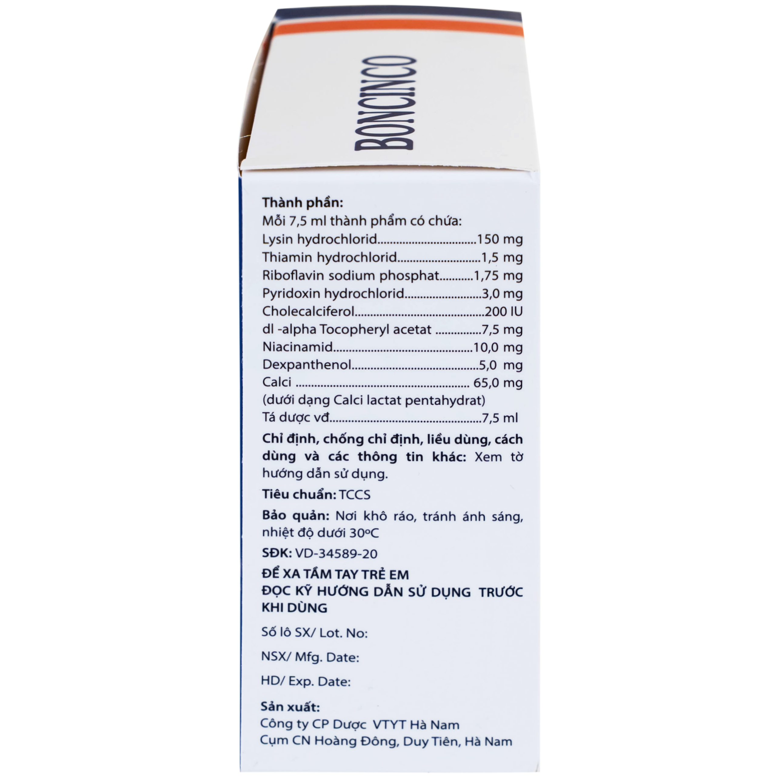 Thuốc Boncinco Hà Nam giúp bổ sung các vitamin và acid amin thiết yếu (20 ống x 7.5ml)