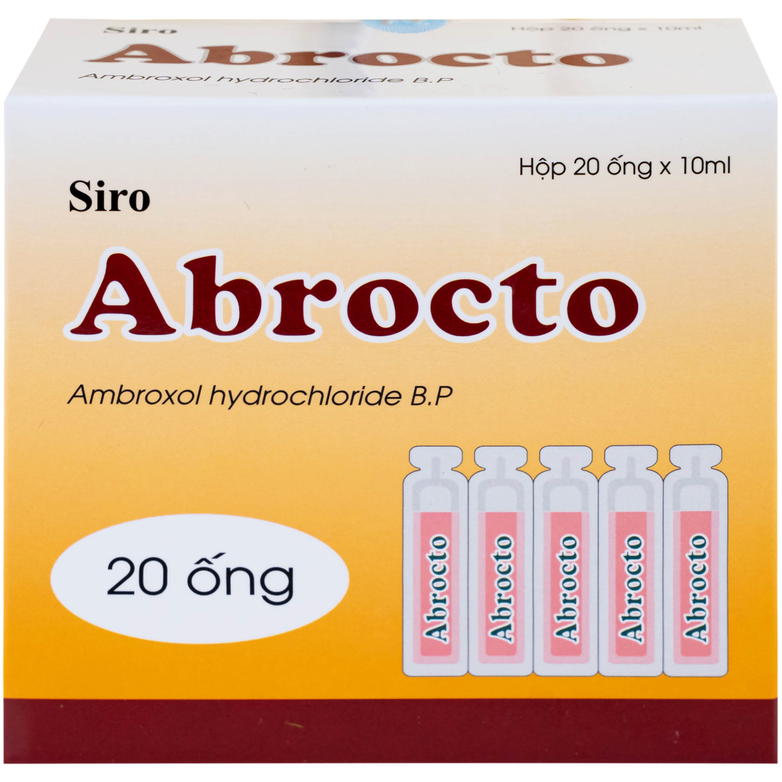 Siro Abrocto Dược Hà Tĩnh điều trị một số bệnh lý đường hô hấp (20 ống x 10ml)