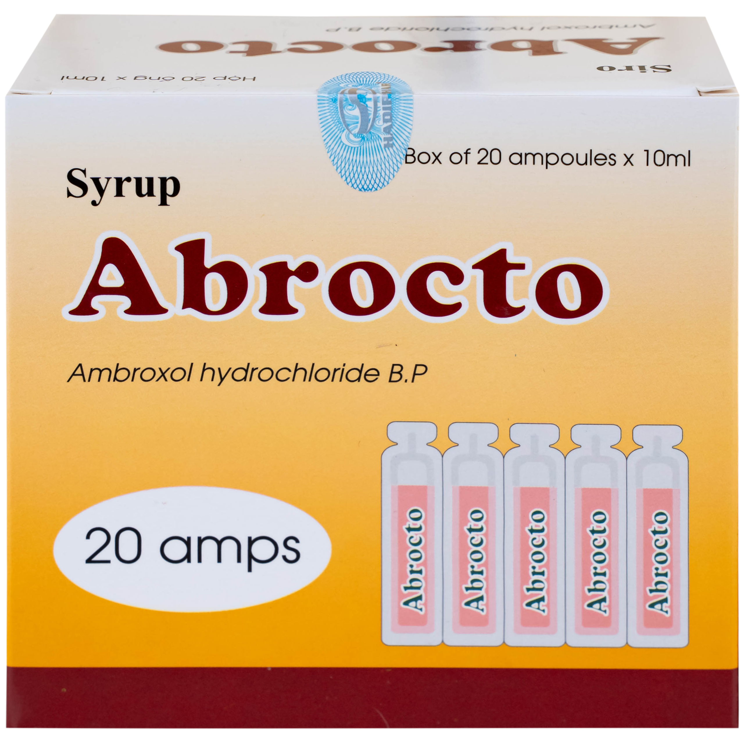 Siro Abrocto Dược Hà Tĩnh điều trị một số bệnh lý đường hô hấp (20 ống x 10ml)