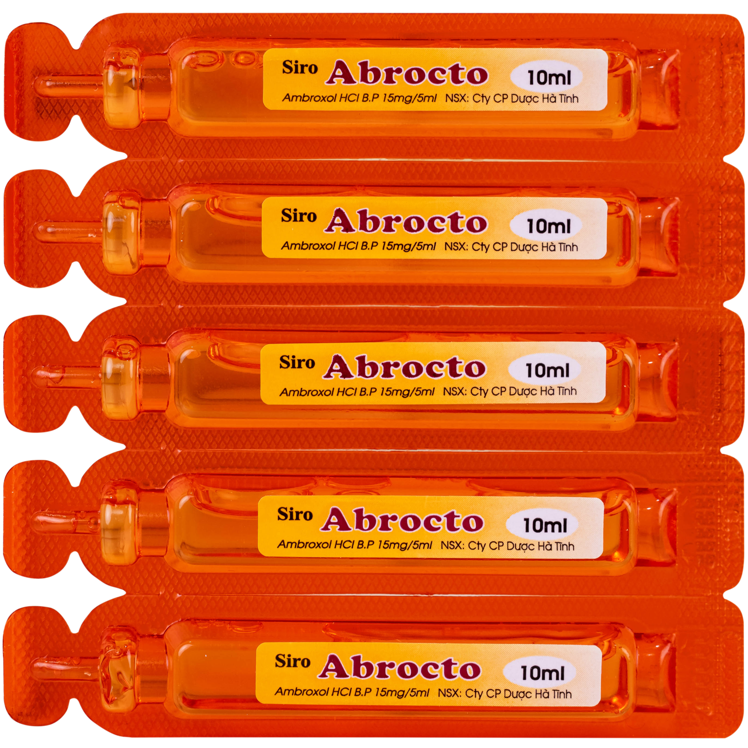 Siro Abrocto Dược Hà Tĩnh điều trị một số bệnh lý đường hô hấp (20 ống x 10ml)
