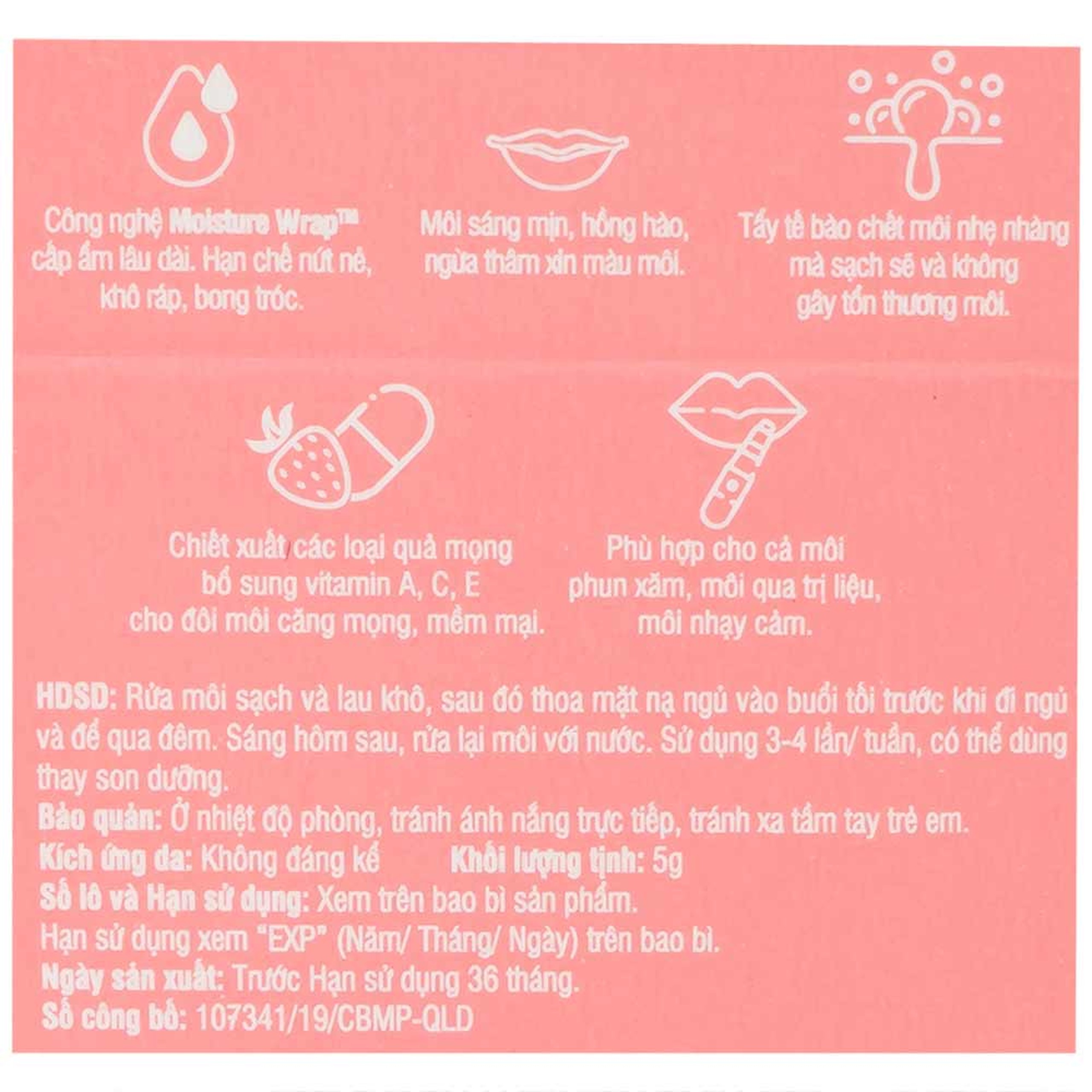 Mặt nạ ngủ môi dưỡng ẩm Care:nel Berry hương dâu (5g)