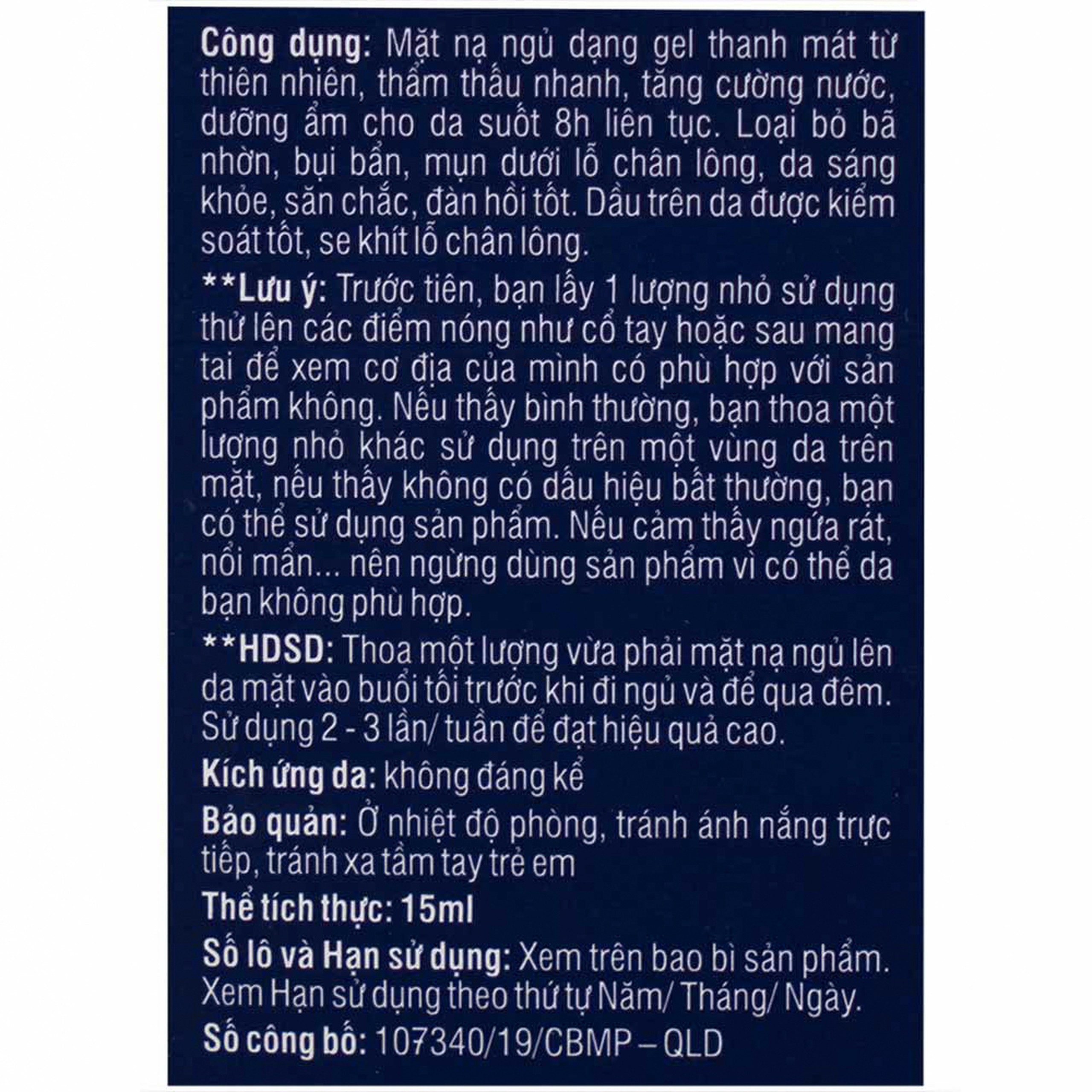 Mặt nạ ngủ Care:nel Aqua Night Mask giúp làm mềm mịn và căng bóng da mặt (15ml)