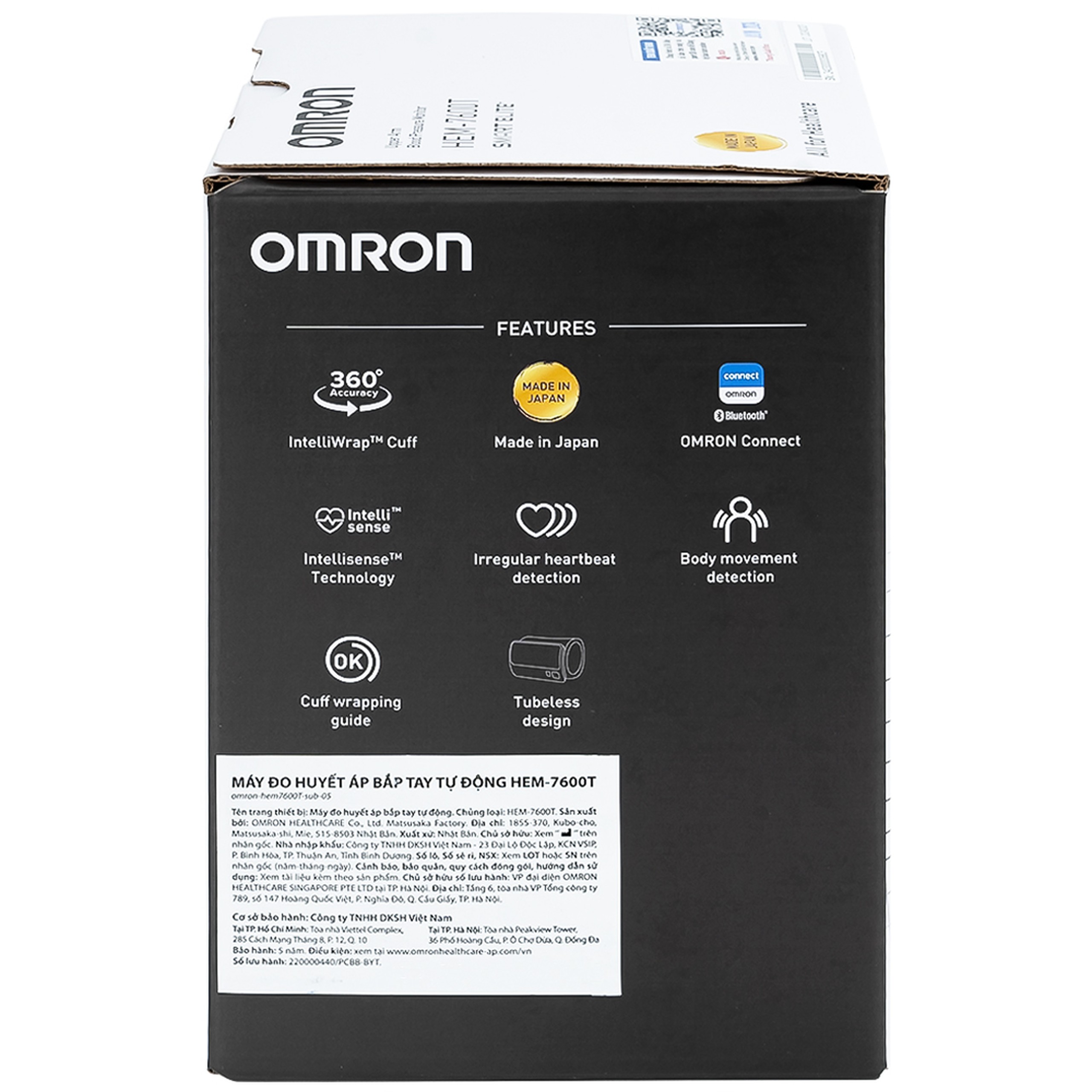 Máy đo huyết áp bắp tay không dây Omron HEM 7600T hỗ trợ đo huyết áp, nhịp tim