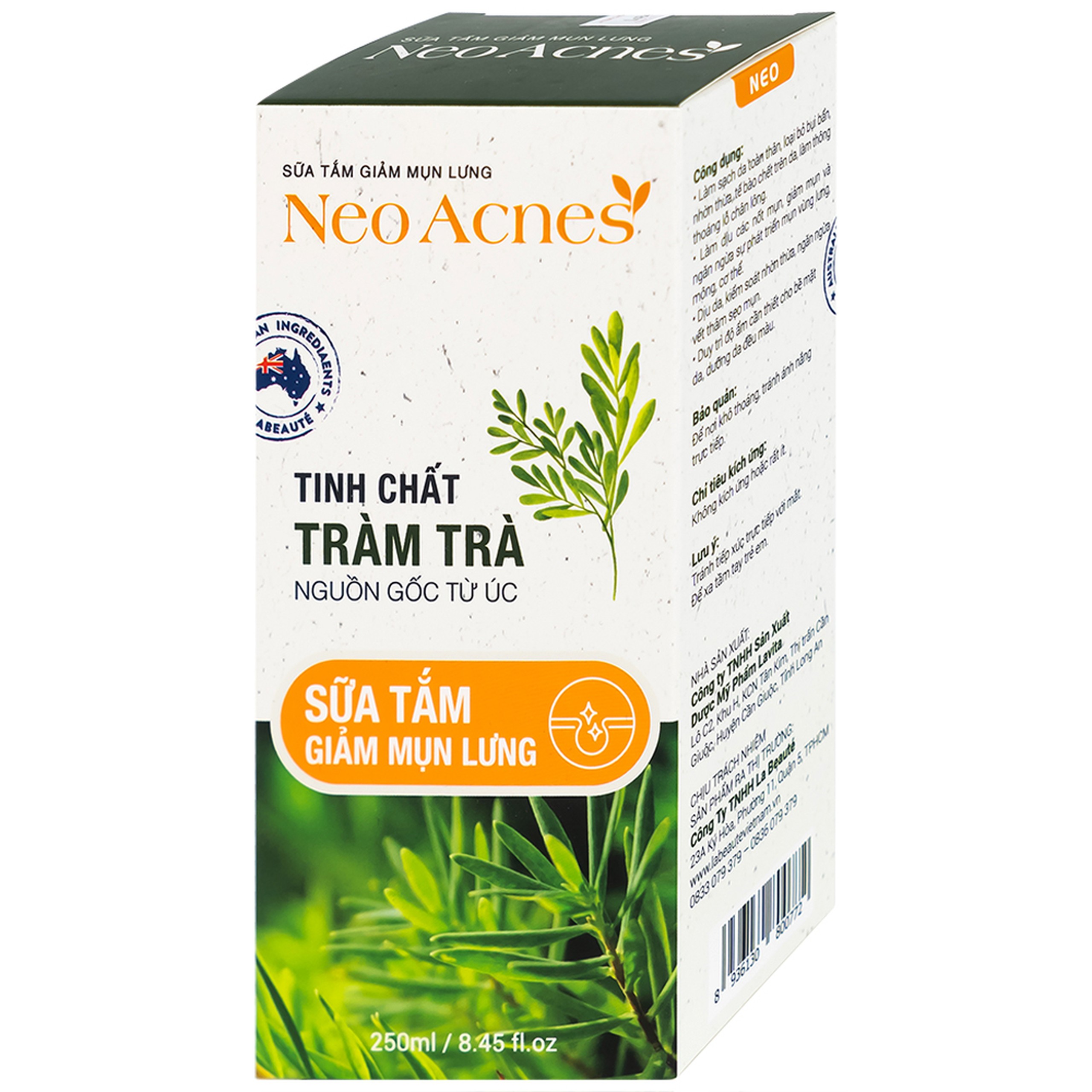 Sữa tắm Neo Acness giảm mụn lưng tinh chất tràm trà (250ml)