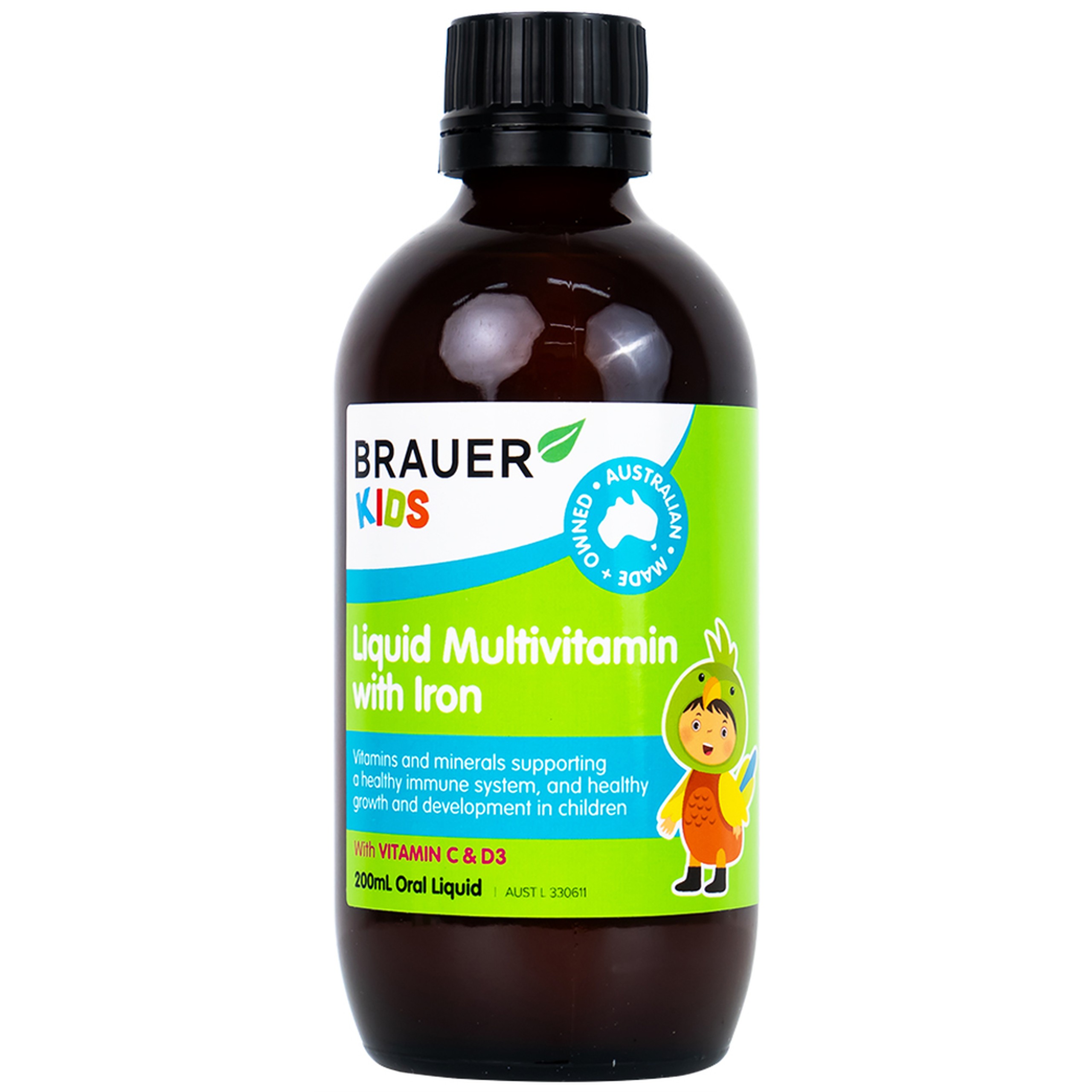 Siro Brauer Kids Liquid Multivitamin with Iron bổ sung vitamin và khoáng chất cho trẻ (200ml)