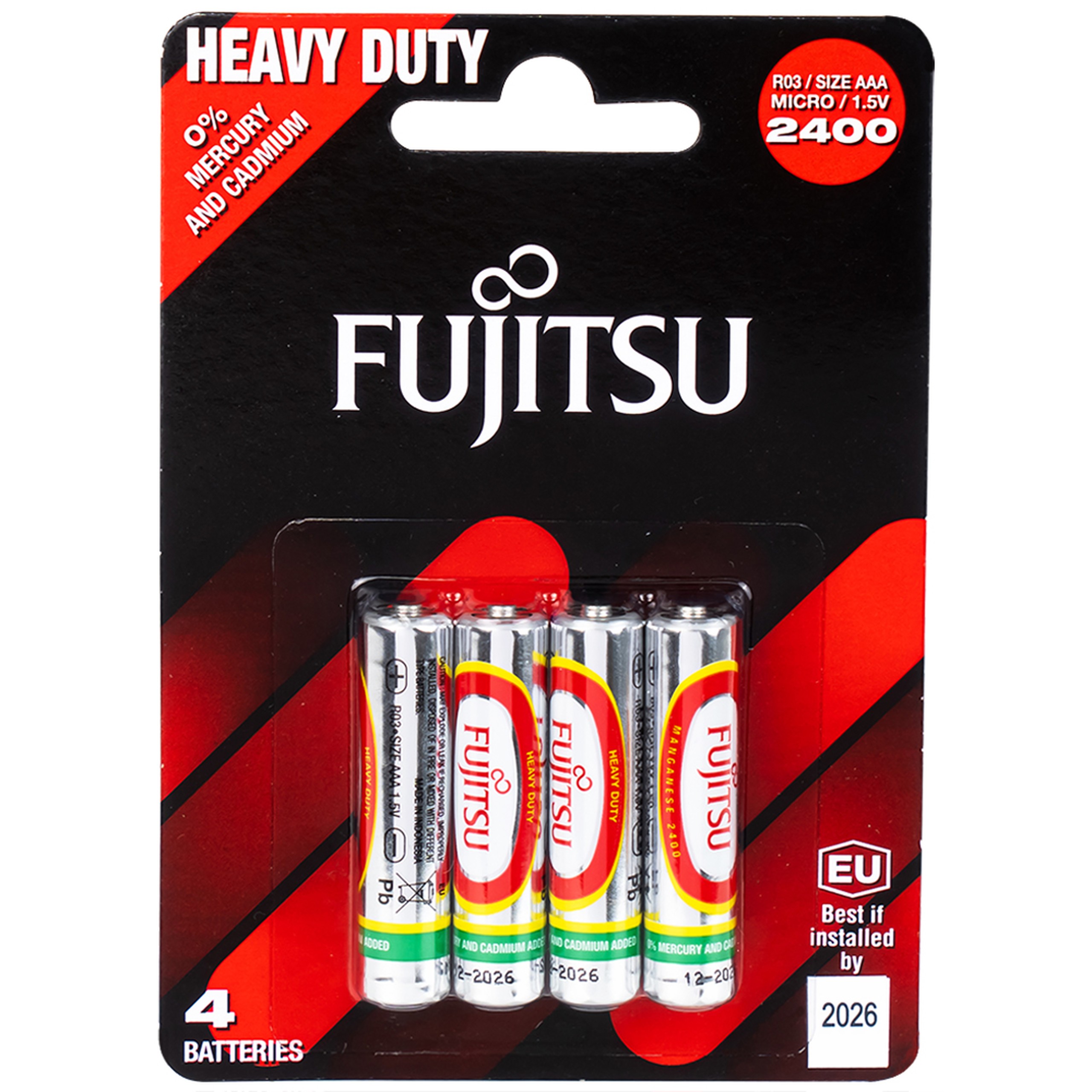 Pin Fujitsu R03/2400(BP4) AAA dùng được cho đồng hồ, remote, đèn pin (Vỉ 4 cục)