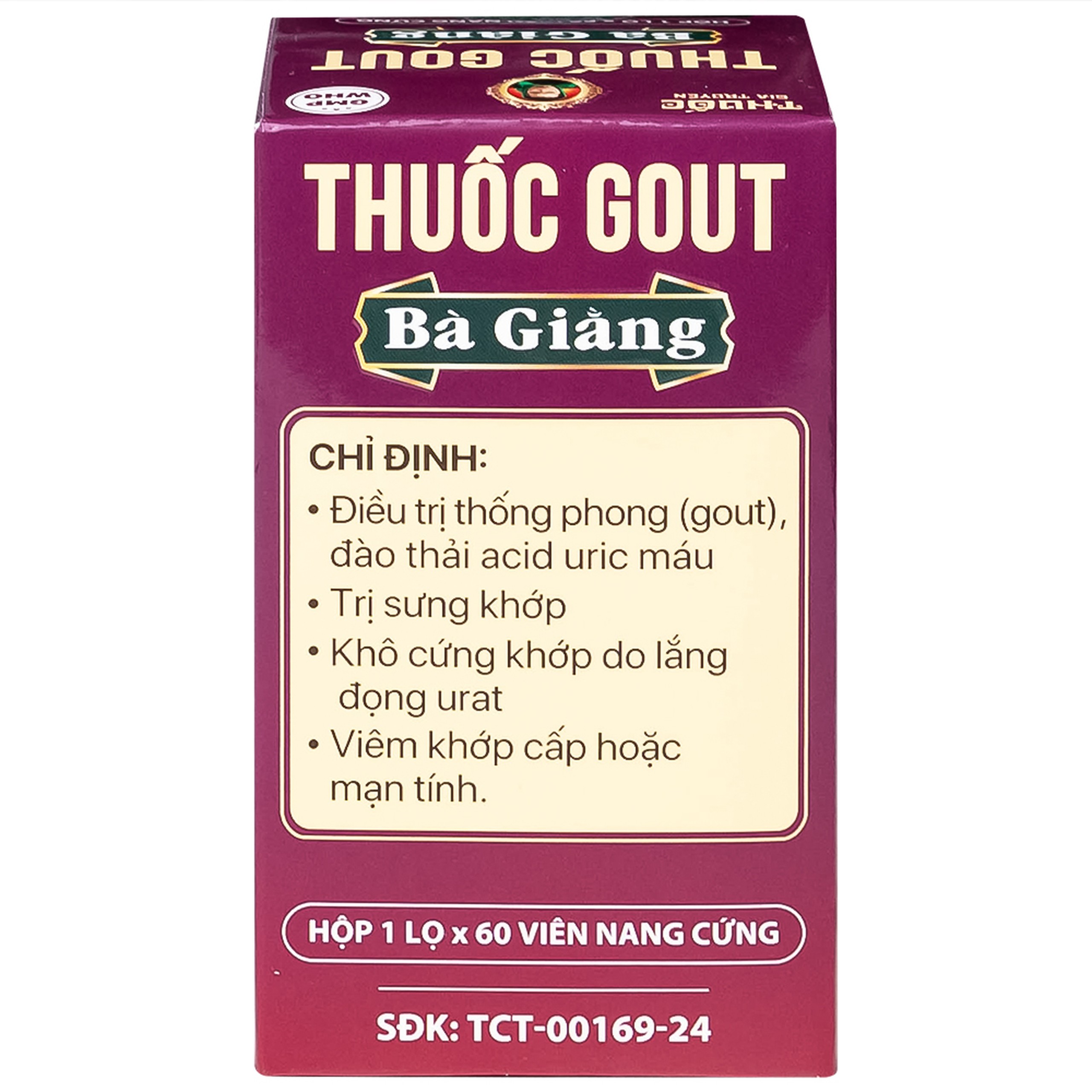 Thuốc Gout Bà Giằng điều trị gout, giảm acid uric, trị khớp do lắng đọng urat, viêm khớp (60 viên)