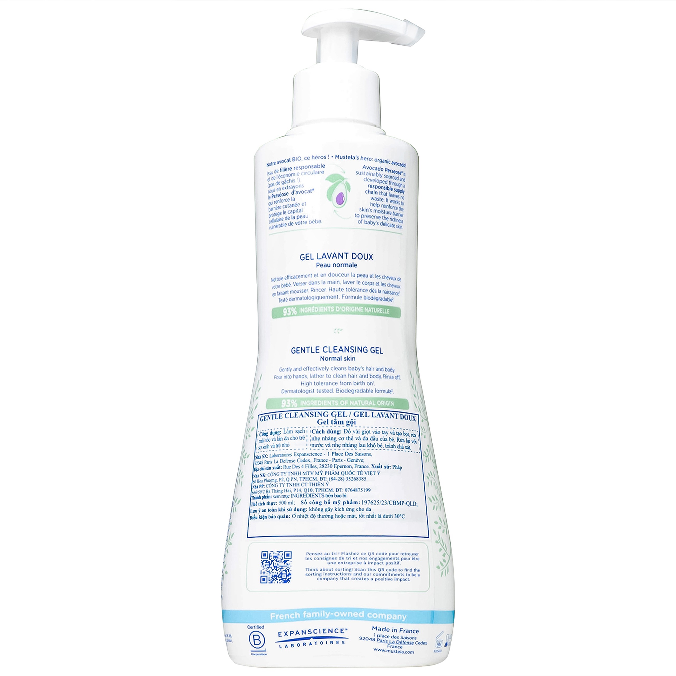 Gel tắm gội trẻ em Mustela Gentle Cleansing Gel Lavant Doux 500ml