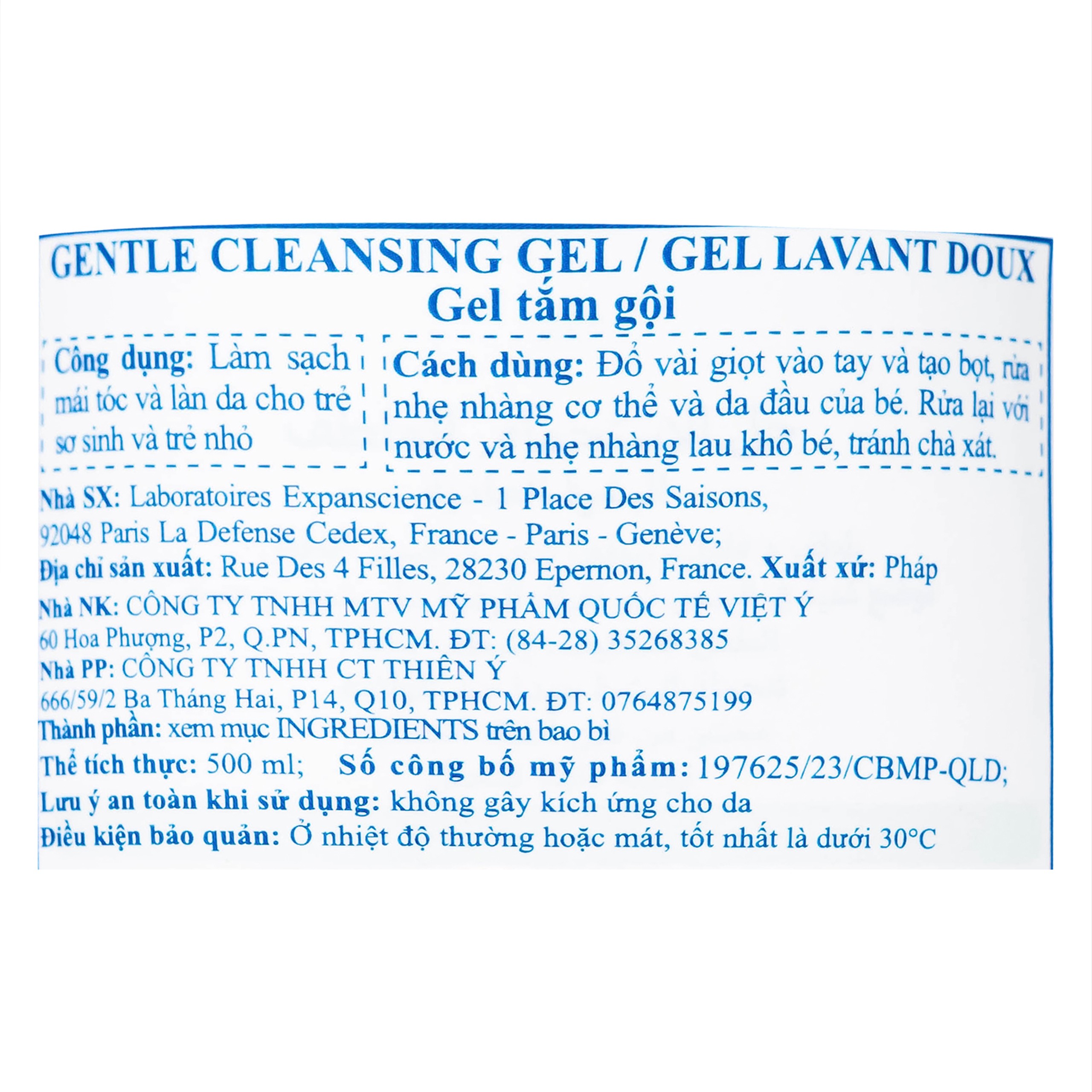 Gel tắm gội trẻ em Mustela Gentle Cleansing Gel Lavant Doux 500ml