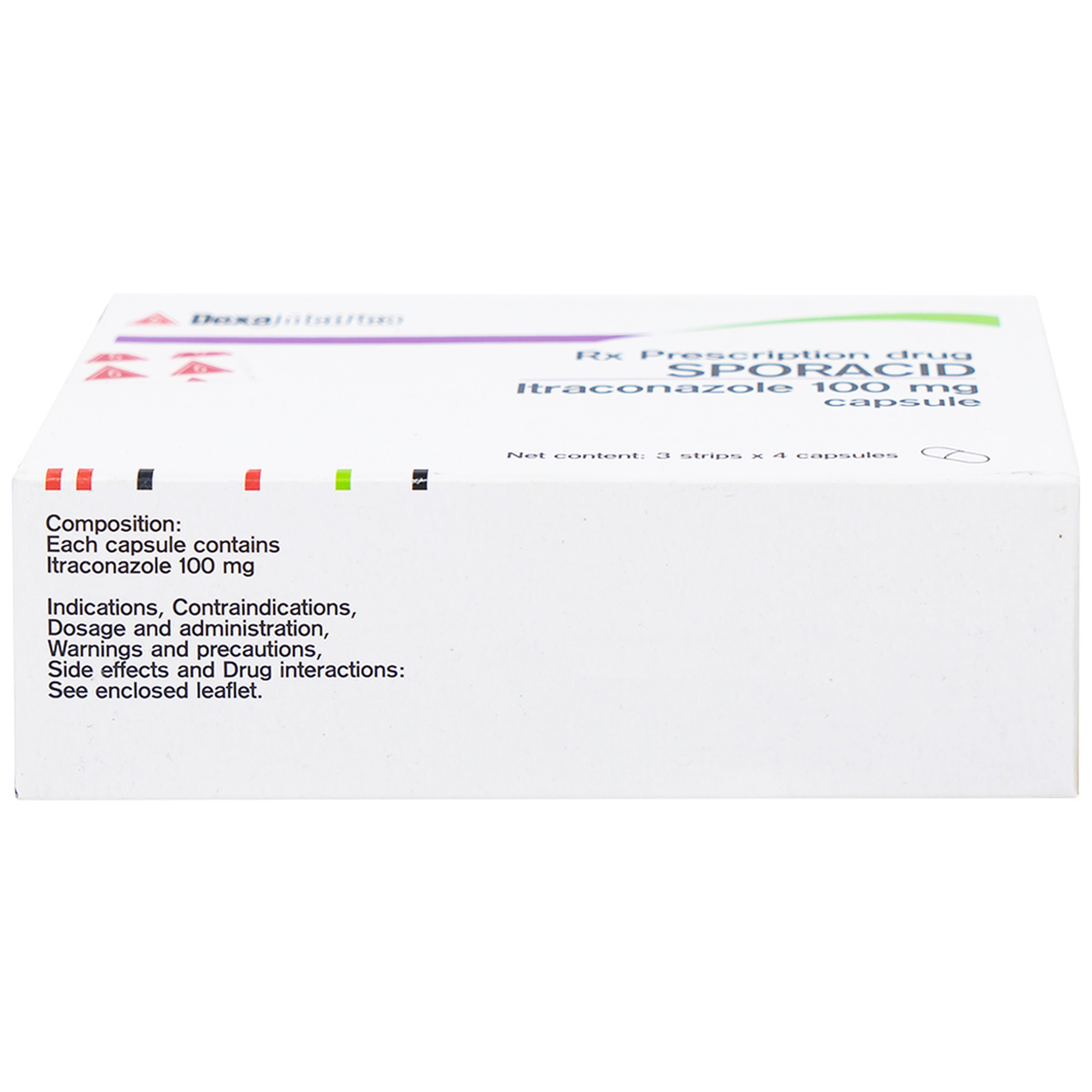 Thuốc Sporacid Itraconazole 100mg Dexa điều trị nấm candida âm hộ, âm đạo (3 vỉ x 4 viên)