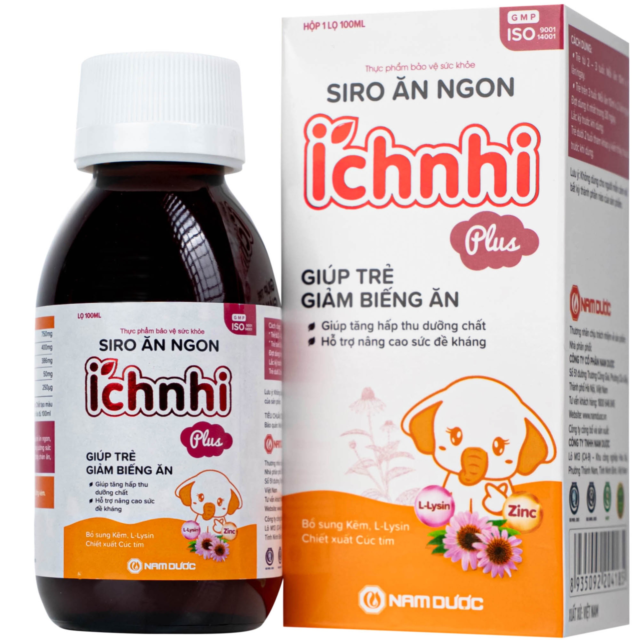 Siro Ích Nhi Plus Nam Dược bổ sung kẽm, seien và lysin giúp trẻ ăn ngon (100ml)