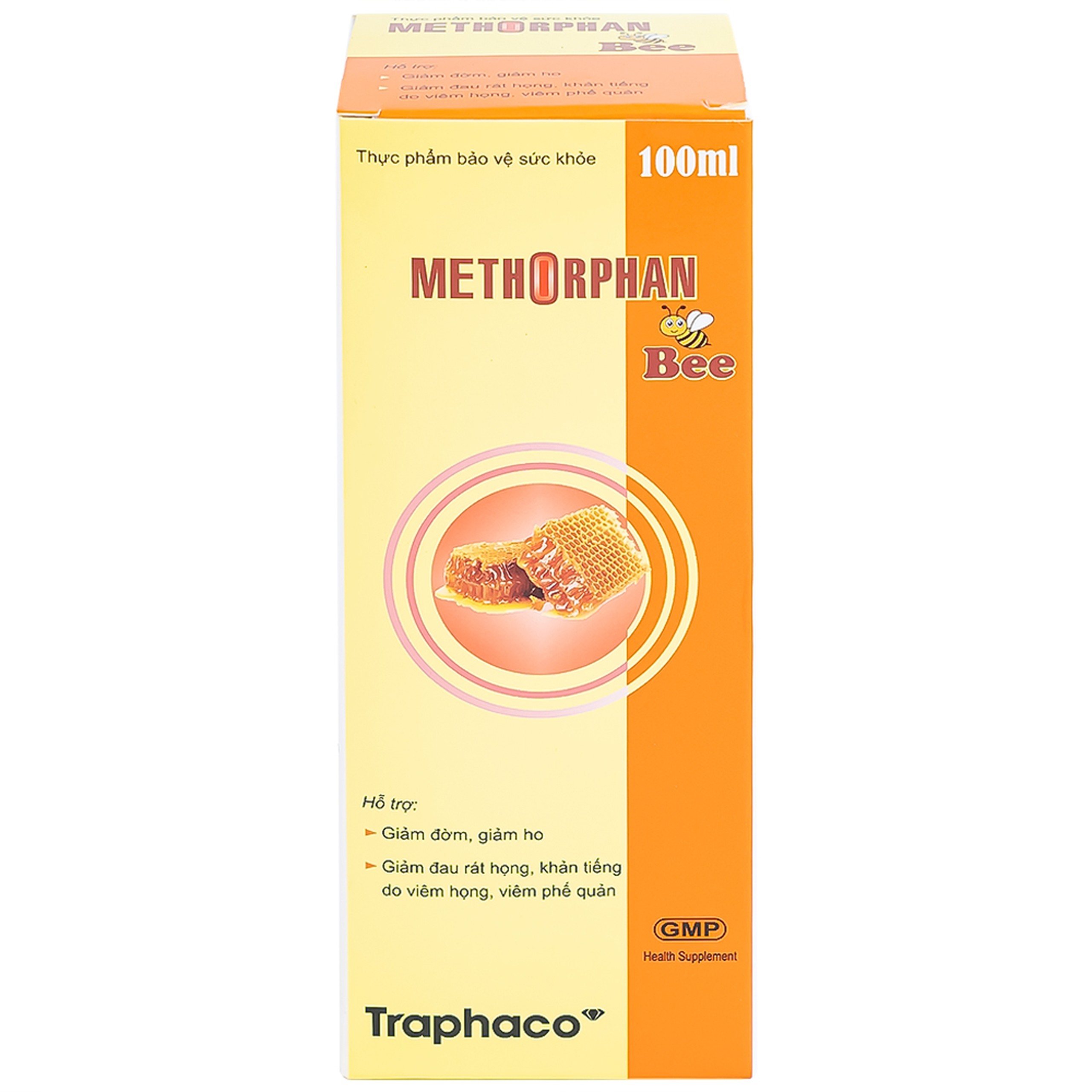 Siro Methorphan Bee Traphaco hỗ trợ giảm ho, giảm đờm, viêm họng (100ml)