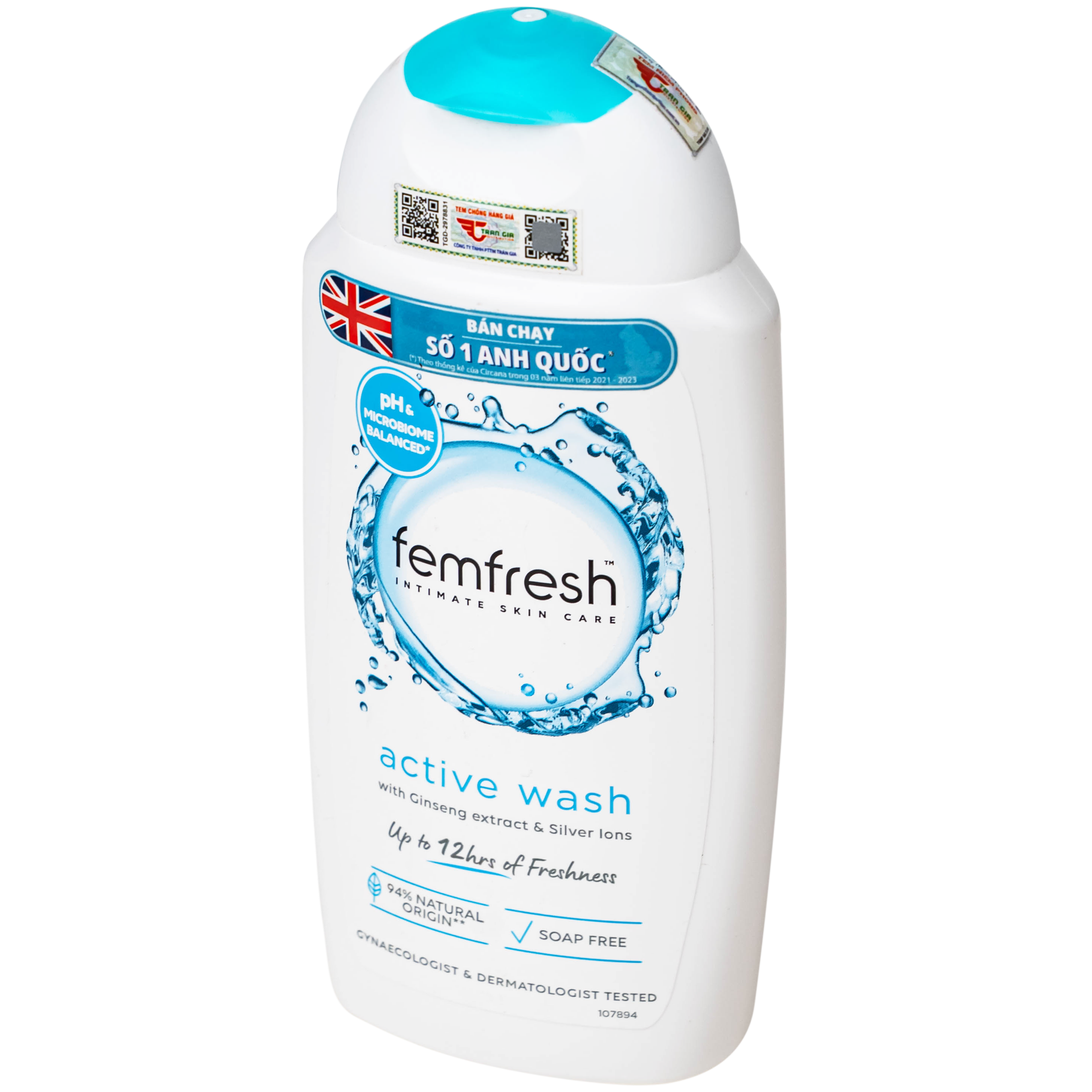 Dung dịch vệ sinh phụ nữ Femfresh Intimate Skin Care Active Wash làm sạch, khử mùi (250ml)