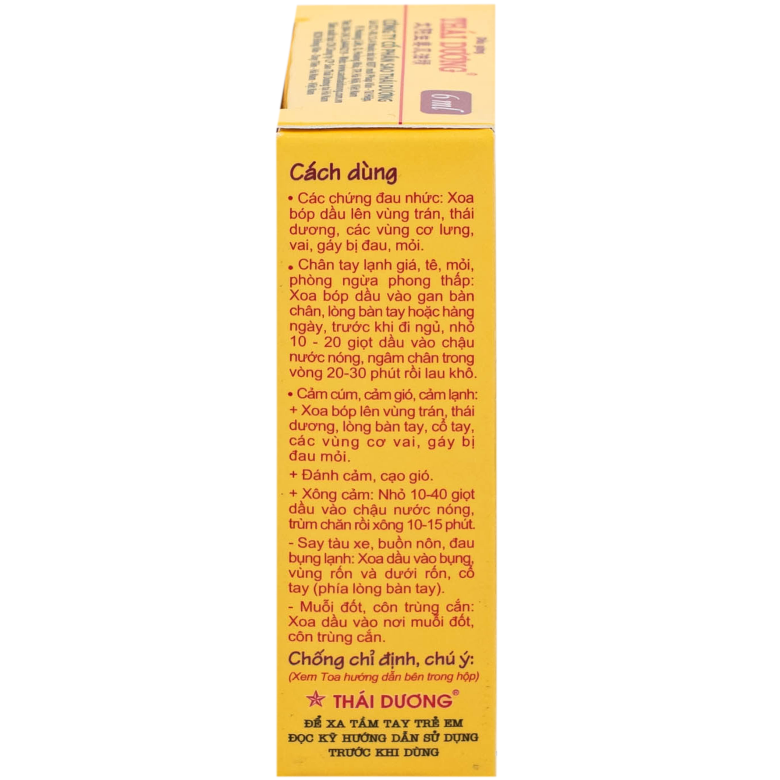 Dầu gừng Thái Dương điều trị đau đầu, đau lưng, đau dây thần kinh vai gáy (6ml)