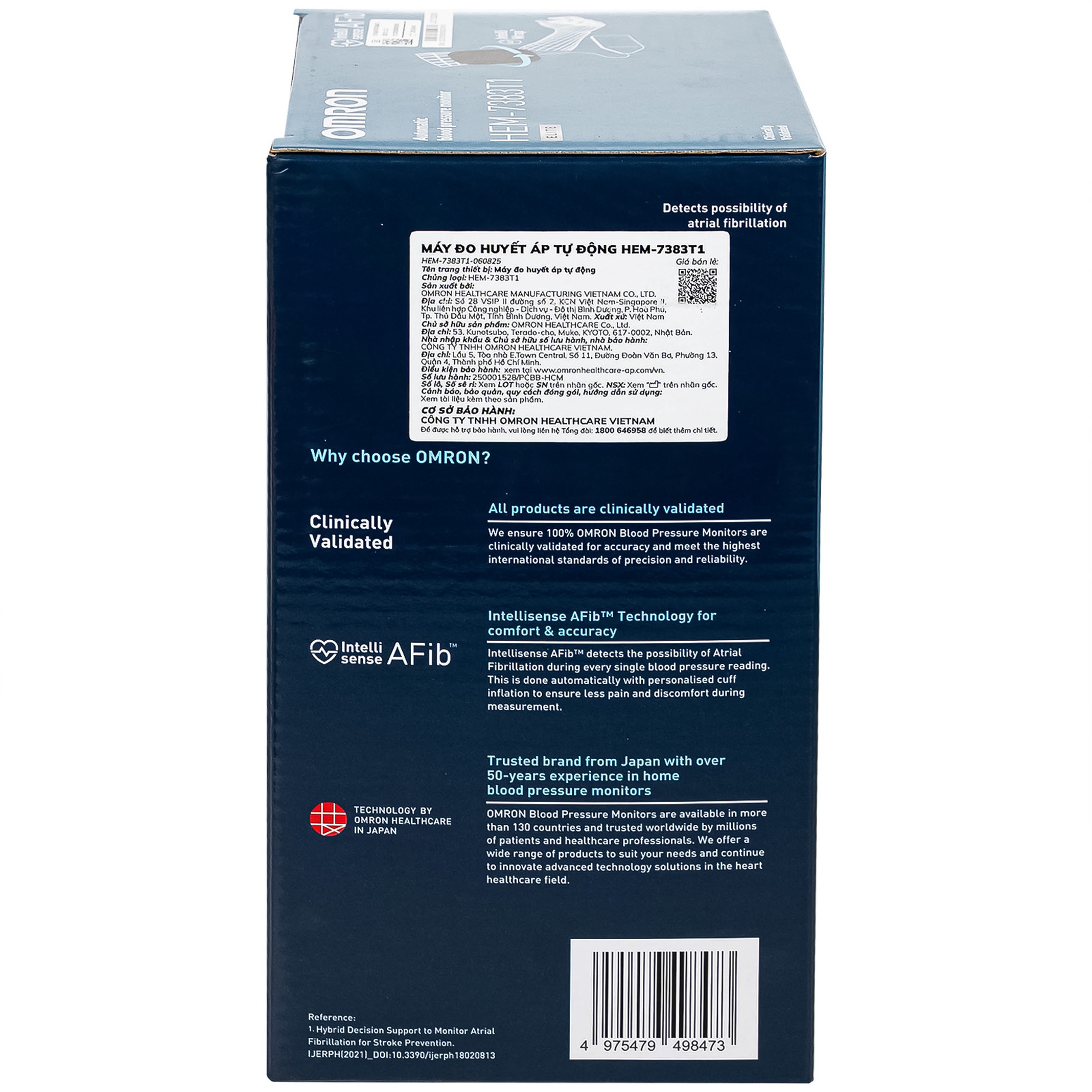 Máy đo huyết áp bắp tay Omron HEM 7383T1 Afib hỗ trợ đo huyết áp, cảnh báo đột quỵ