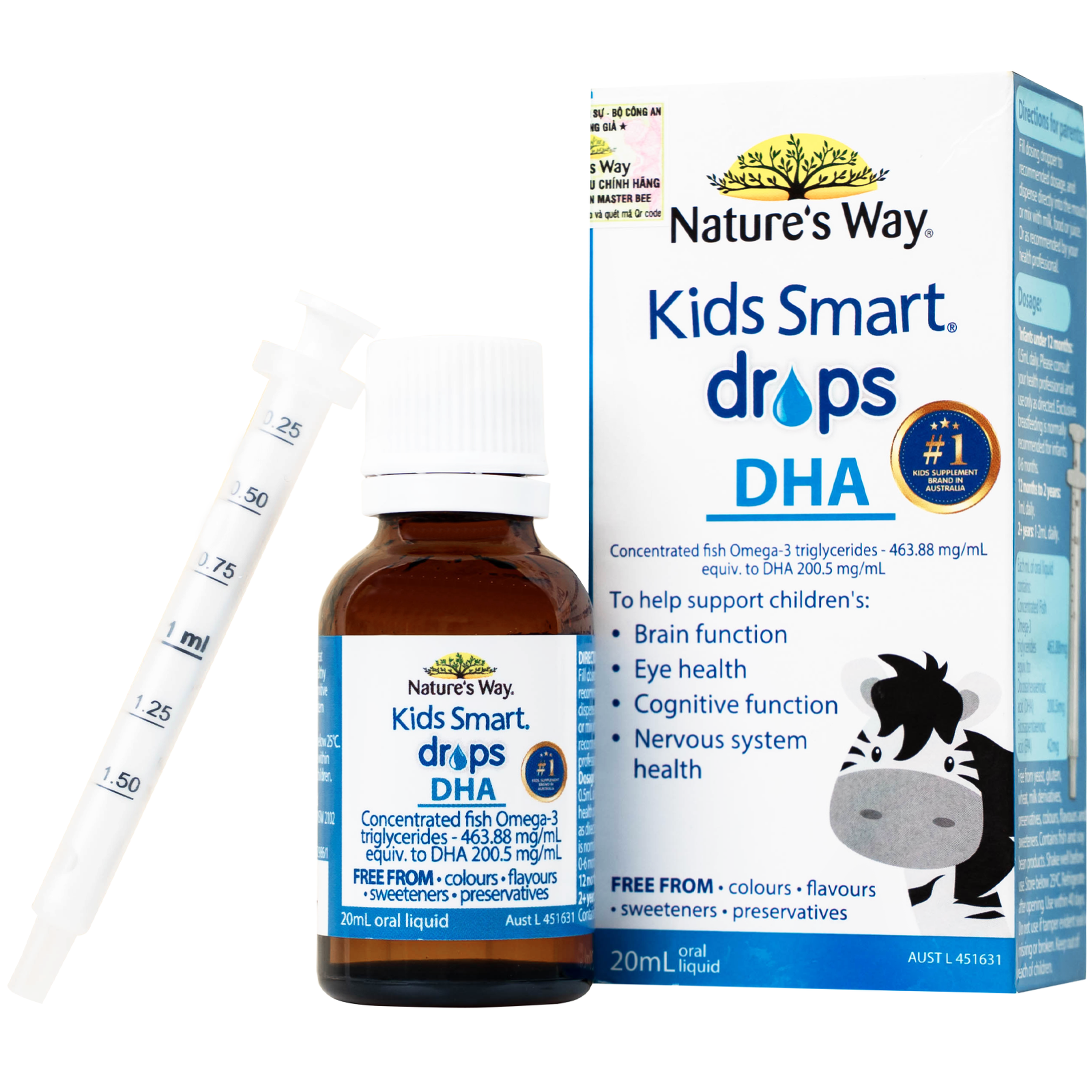 Siro Kids Smart Drops DHA 20ml Nature's Way thúc đẩy sự phát triển của não bộ và hệ thần kinh ở trẻ nhỏ
