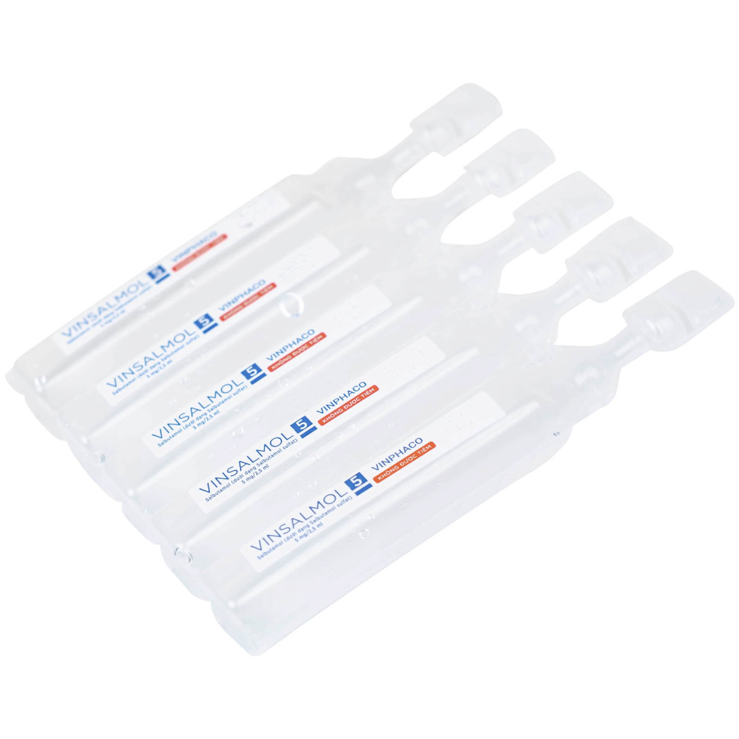 Dung dịch khí dung Vinsalmol 5mg/2.5ml Vinphaco trị triệu chứng hen cấp tính, đợt kịch phát hen (2 vỉ x 5 ống)