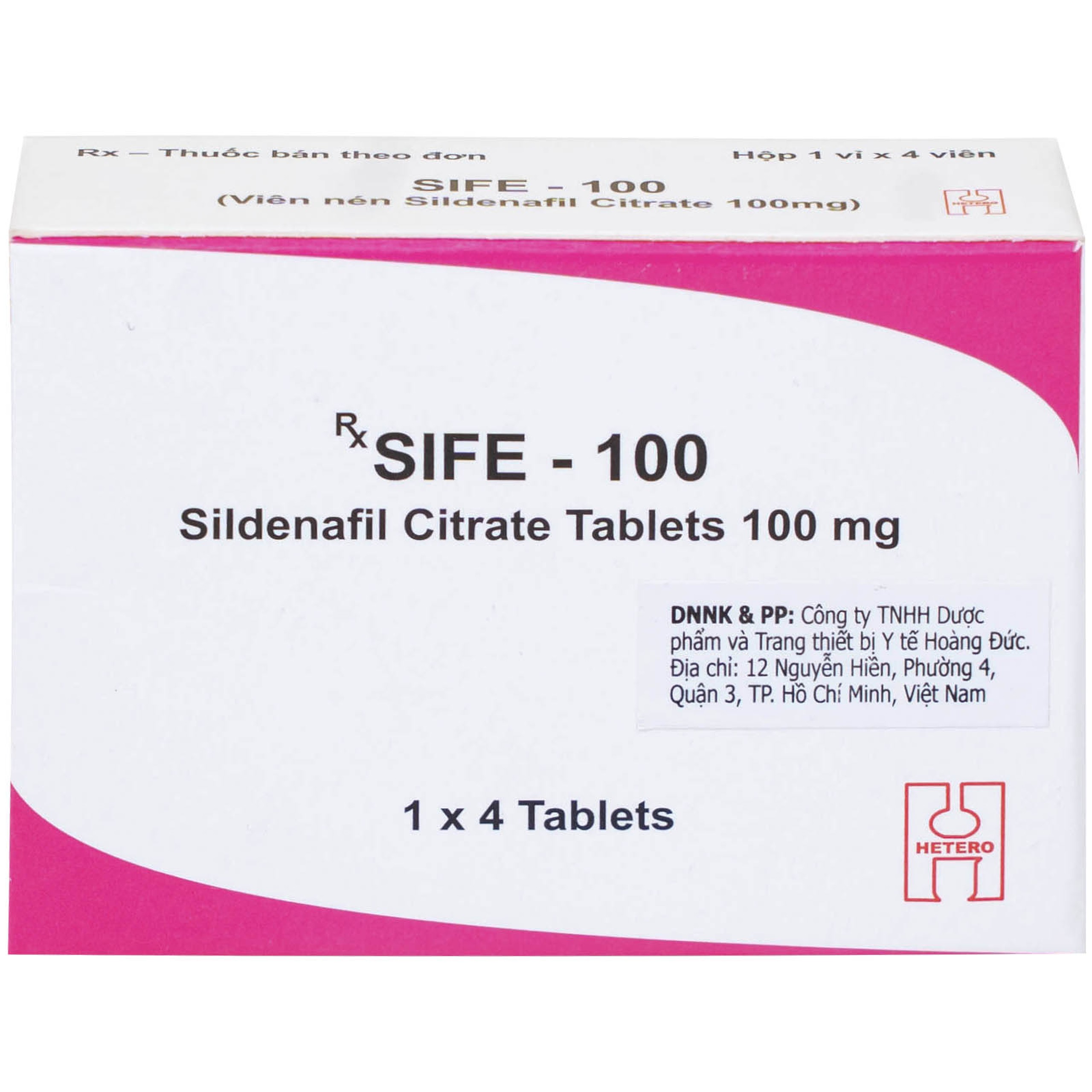 Thuốc Sife-100mg Hetero điều trị rối loạn chức năng cương dương ở nam giới (5 hộp x 4 viên)