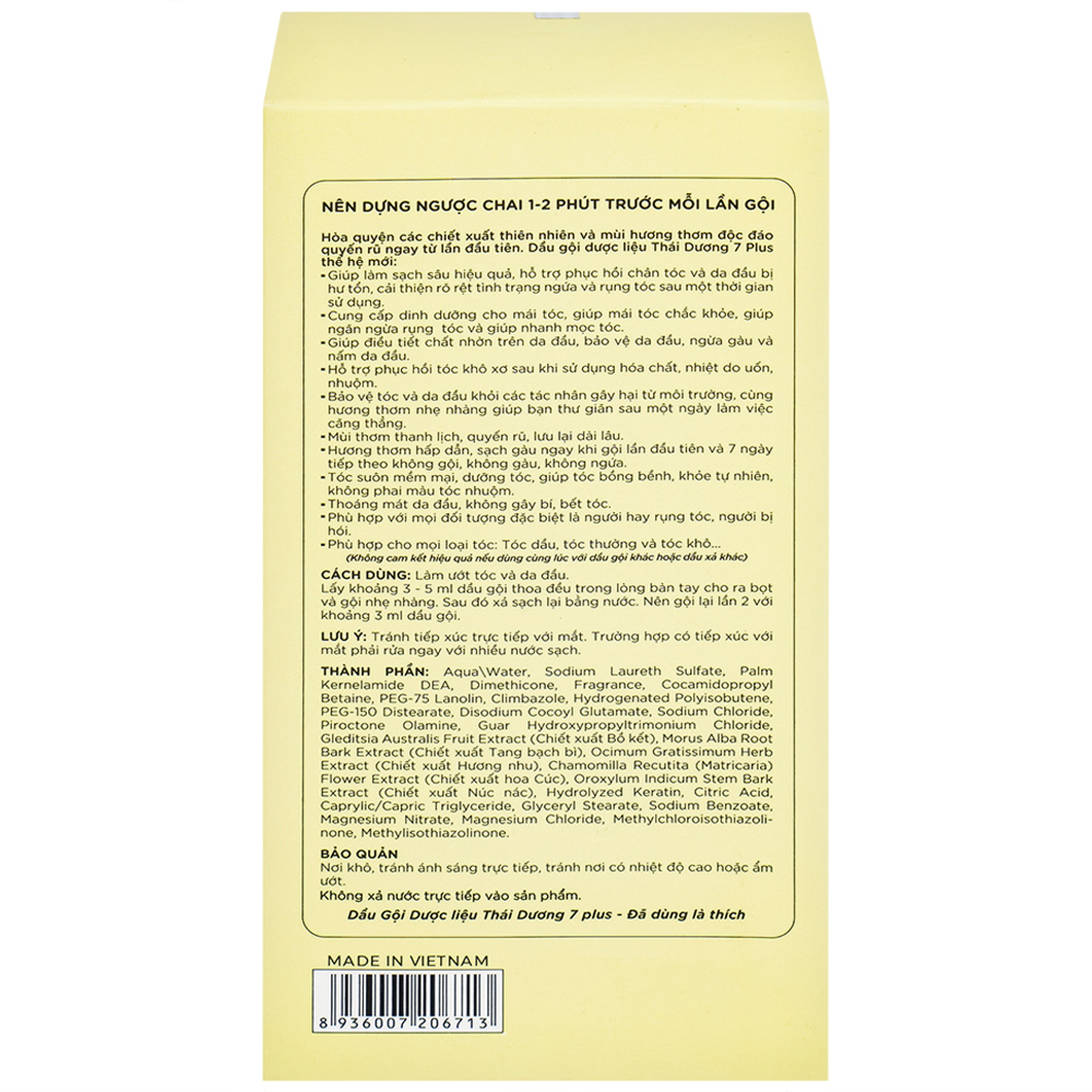 Dầu gội dược liệu Thái Dương 7 Plus Gold ngừa rụng tóc, giảm ngứa 250ml