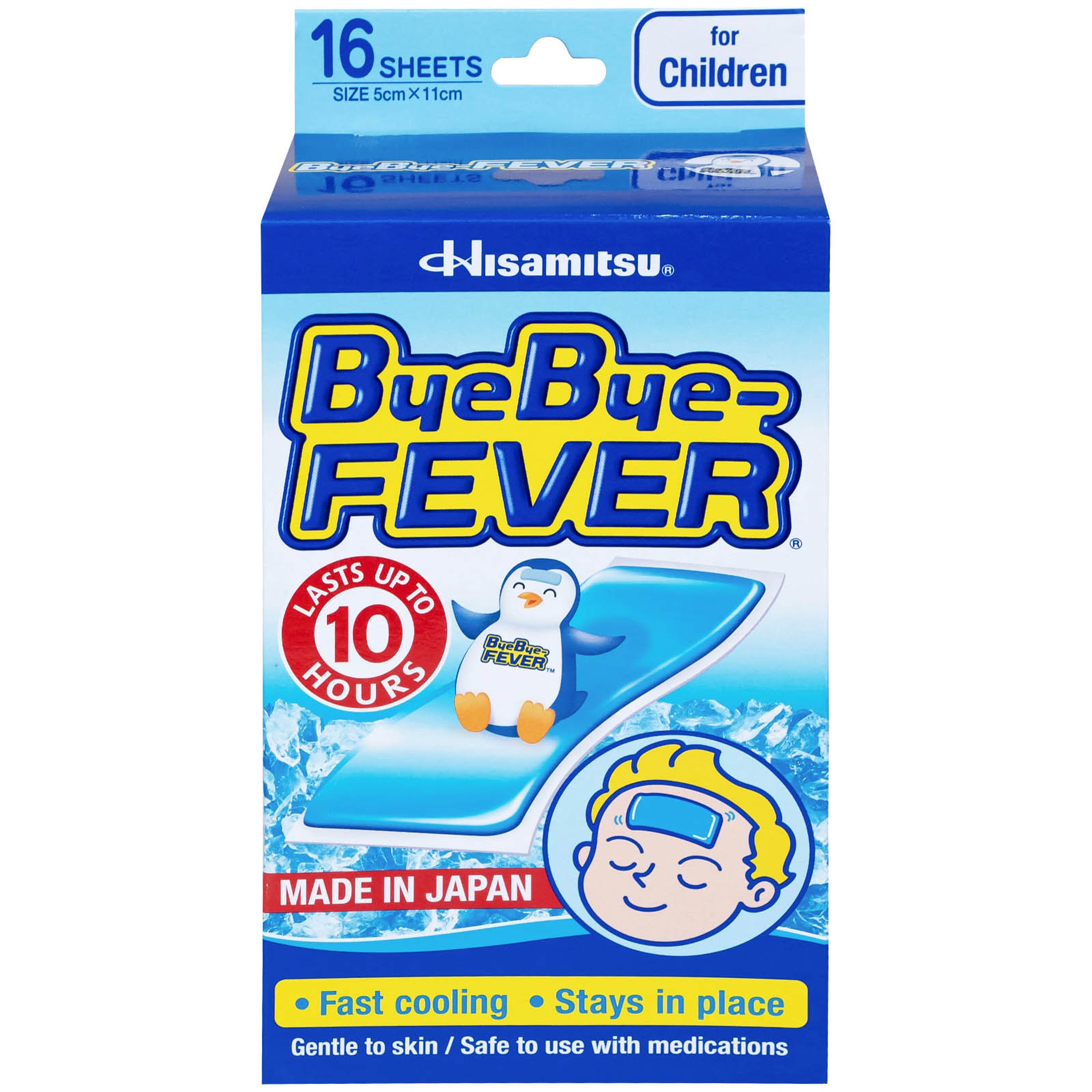 Miếng dán hạ sốt Bye Bye Fever For Children Hisamitsu (8 gói x 2 miếng) dùng cho trẻ trên 2 tuổi