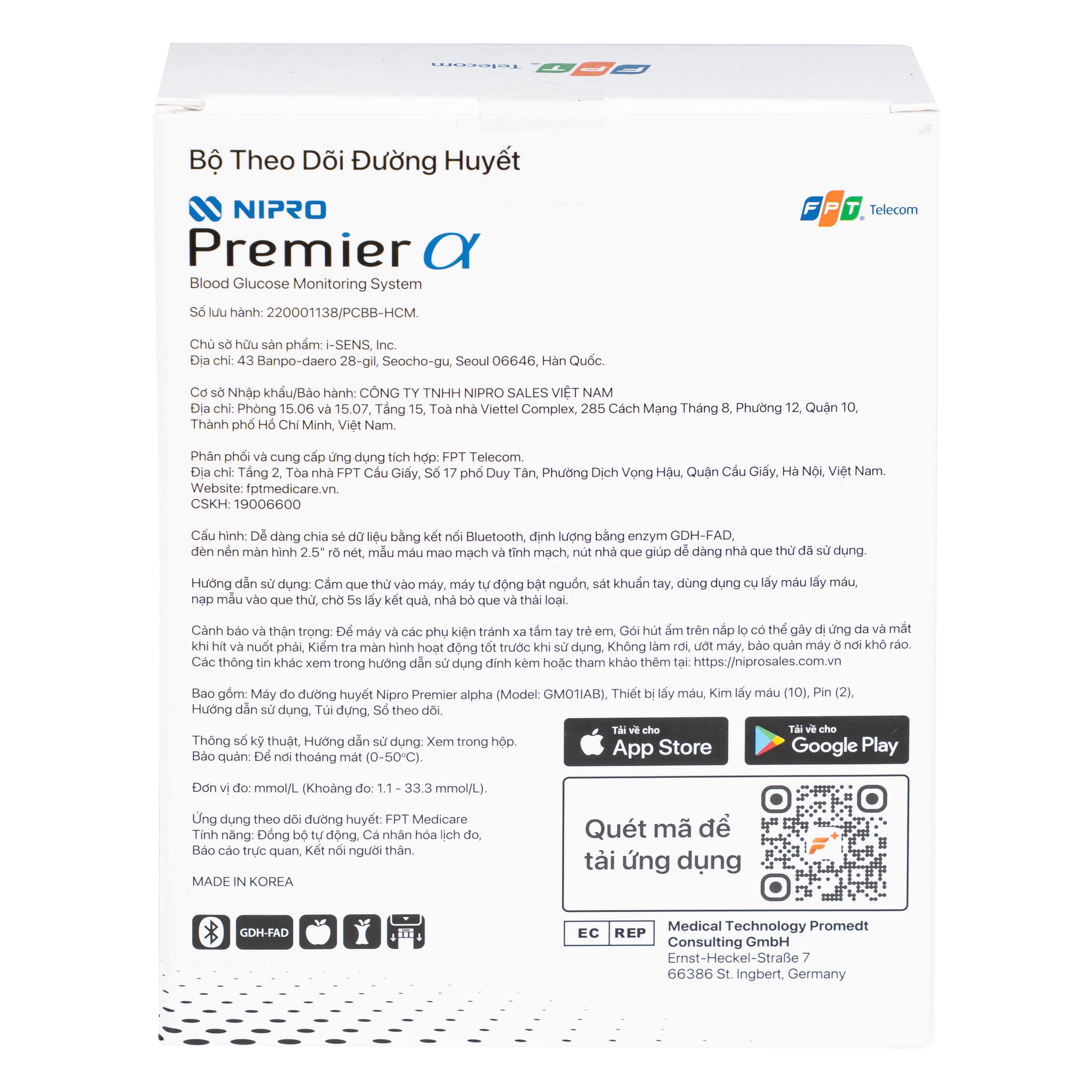Máy đo đường huyết Nipro Premier Alpha hỗ trợ theo dõi, kiểm soát lượng đường trong máu