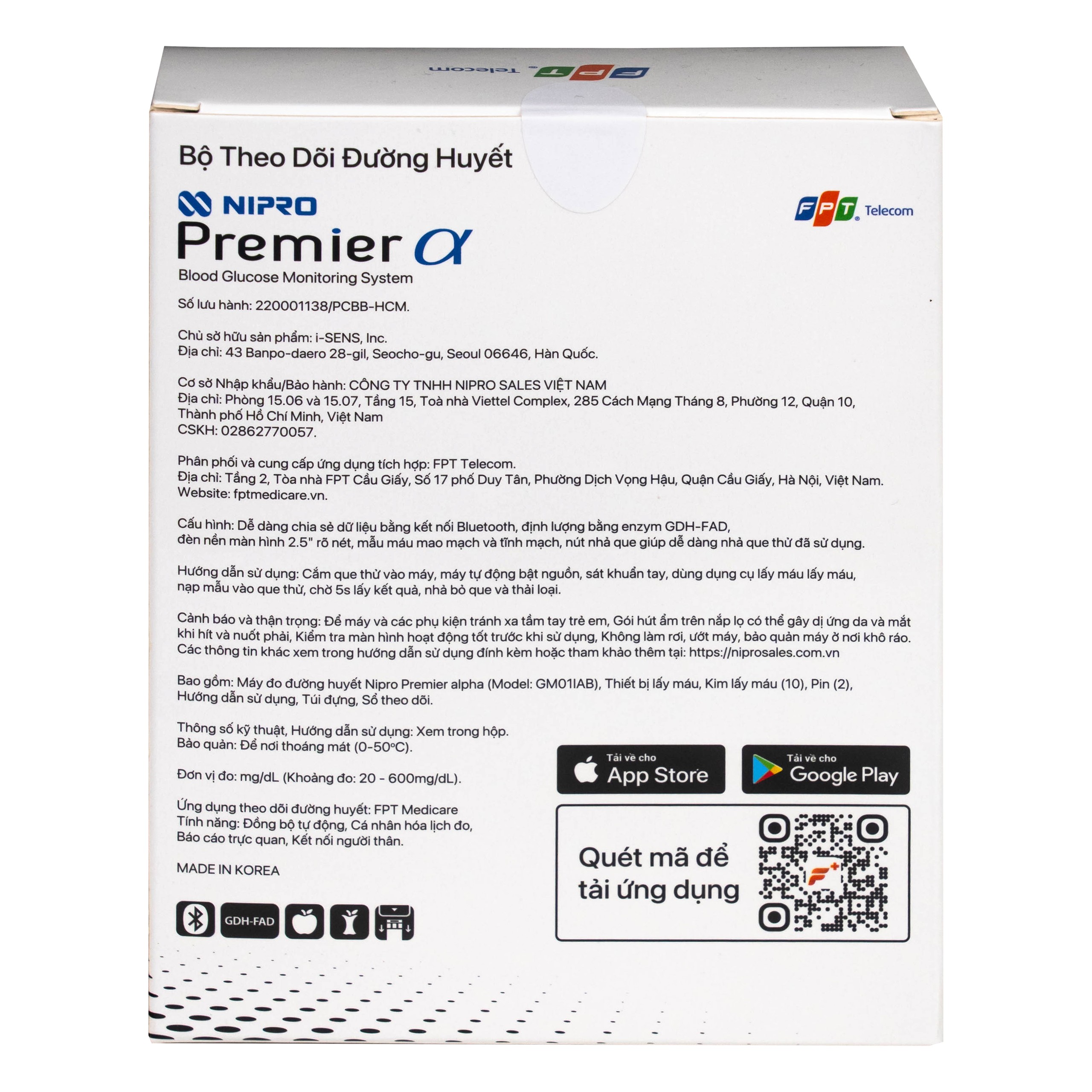 Máy đo đường huyết Nipro Premier Alpha hỗ trợ theo dõi, kiểm soát lượng đường trong máu