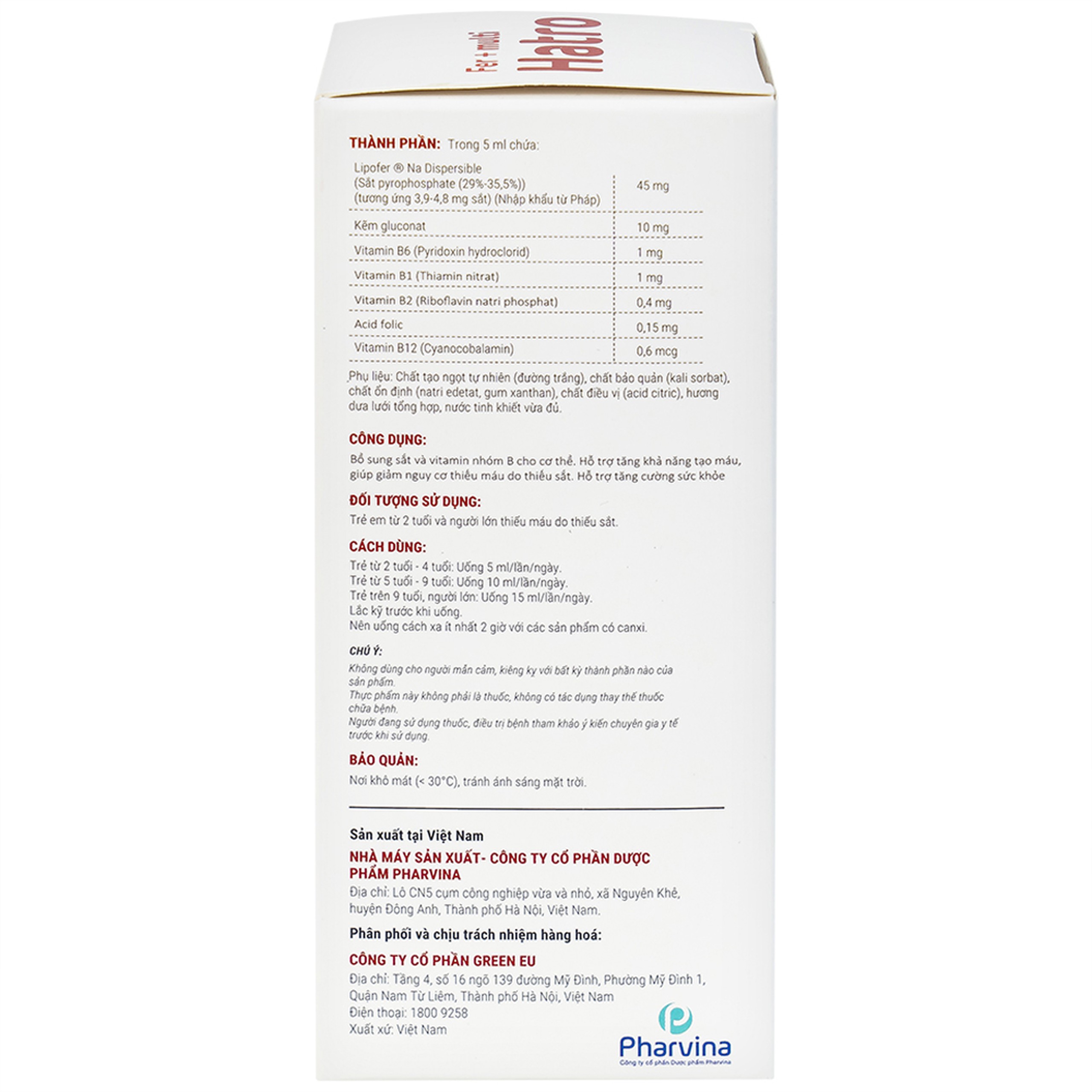 Siro Fer + Multi Hatro bổ sung sắt và Vitamin nhóm B cho cơ thể (120ml)