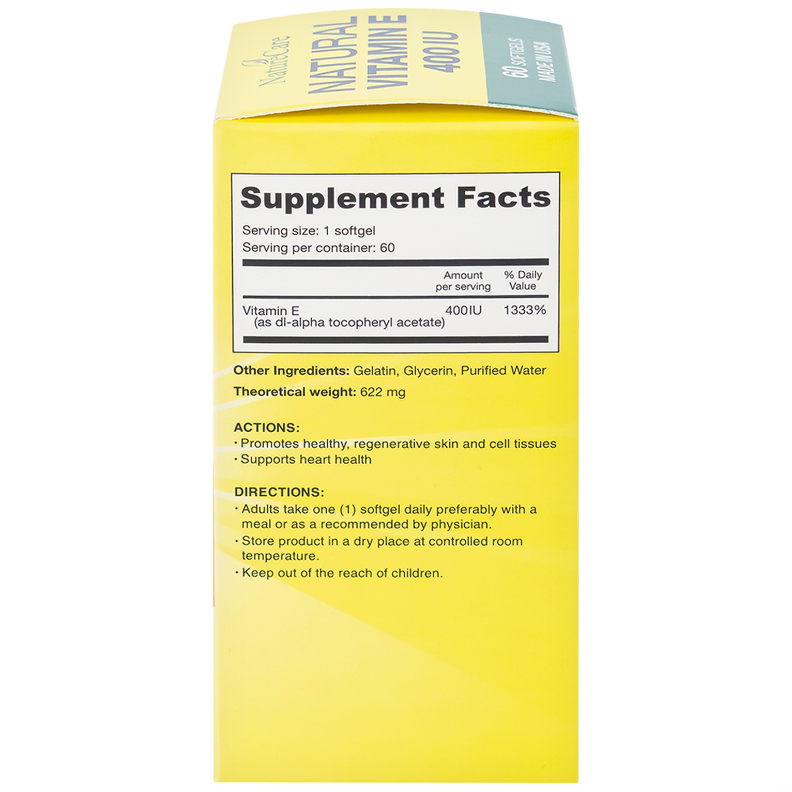 Viên uống giúp làm đẹp da, cải thiện sức khỏe da Natural Vitamin E 400 IU NatureCare (60 viên)