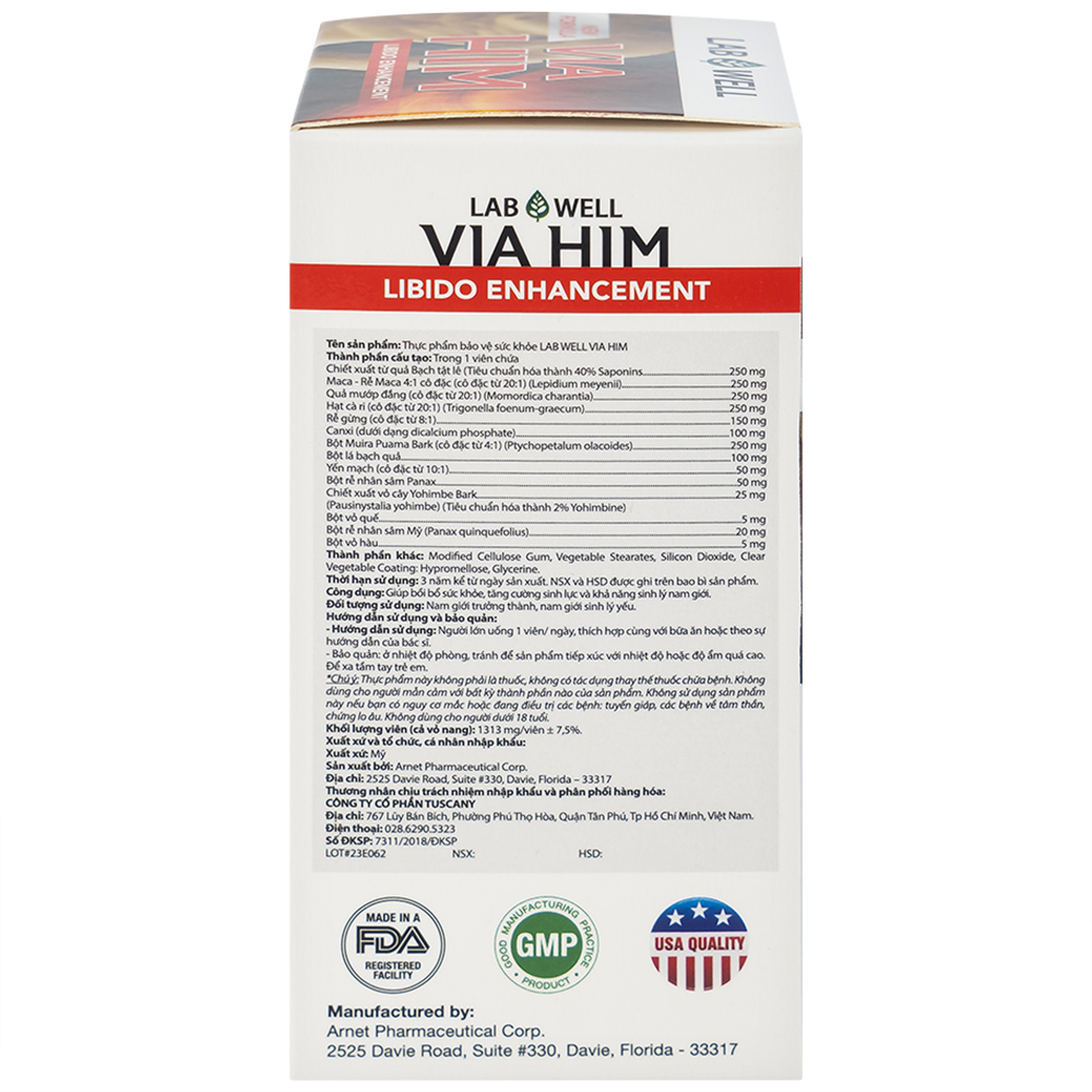 Viên uống Via Him Lab Well bồi bổ sức khỏe, tăng cường sinh lực và khả năng sinh lý ở nam giới (30 viên)