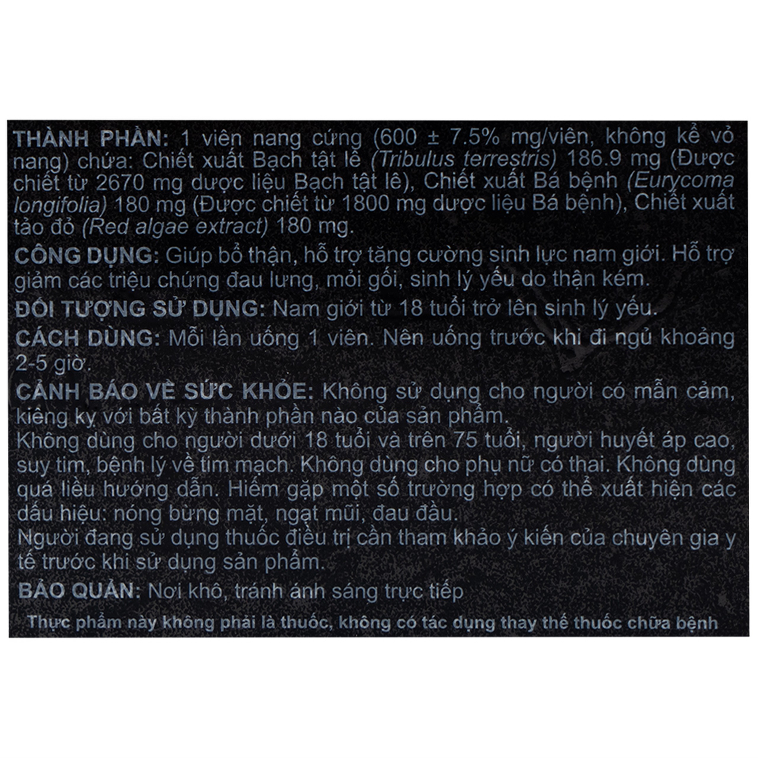 Viên uống Rocket 1h Thái Dương giúp bổ thận dương, tăng cường sinh lực (6 viên)