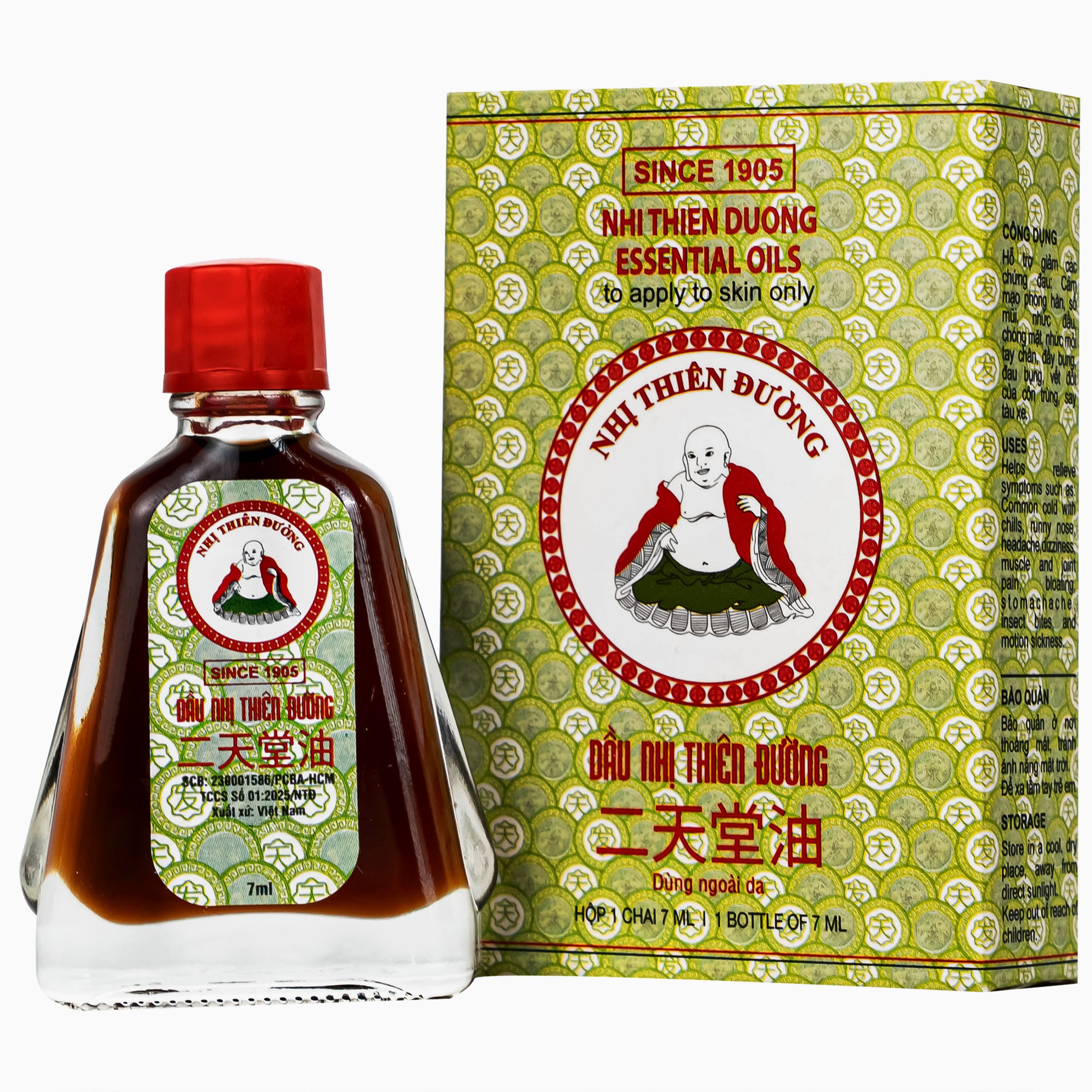 Dầu Nhị Thiên Đường 7ml dùng khi bị cảm mạo phong hàn, sổ mũi (10 chai)