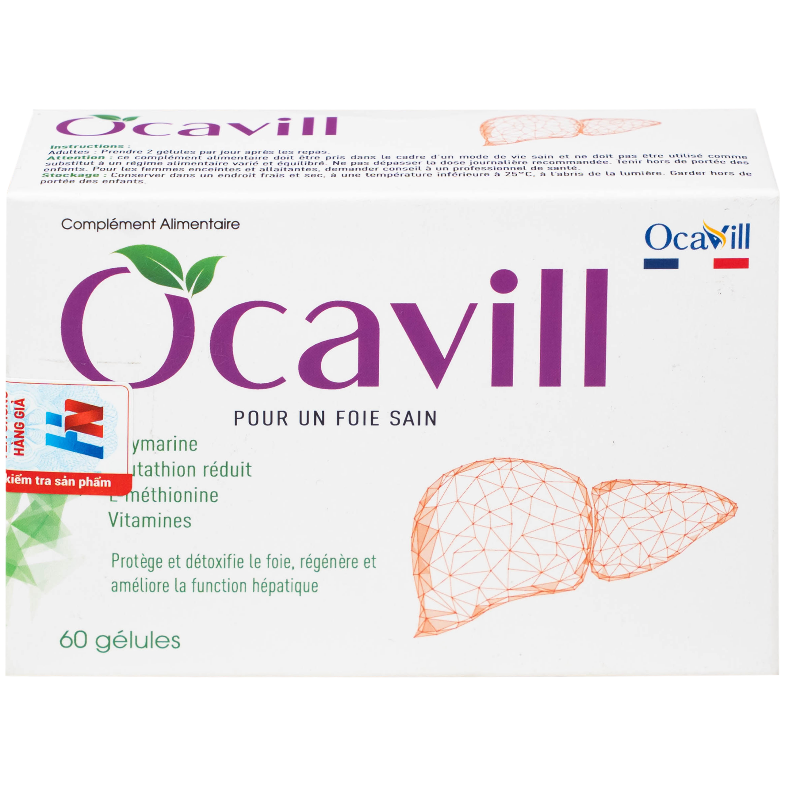Viên uống Ocavill hỗ trợ tăng cường chức năng gan, giải độc gan, bảo vệ gan (4 vỉ x 15 viên)