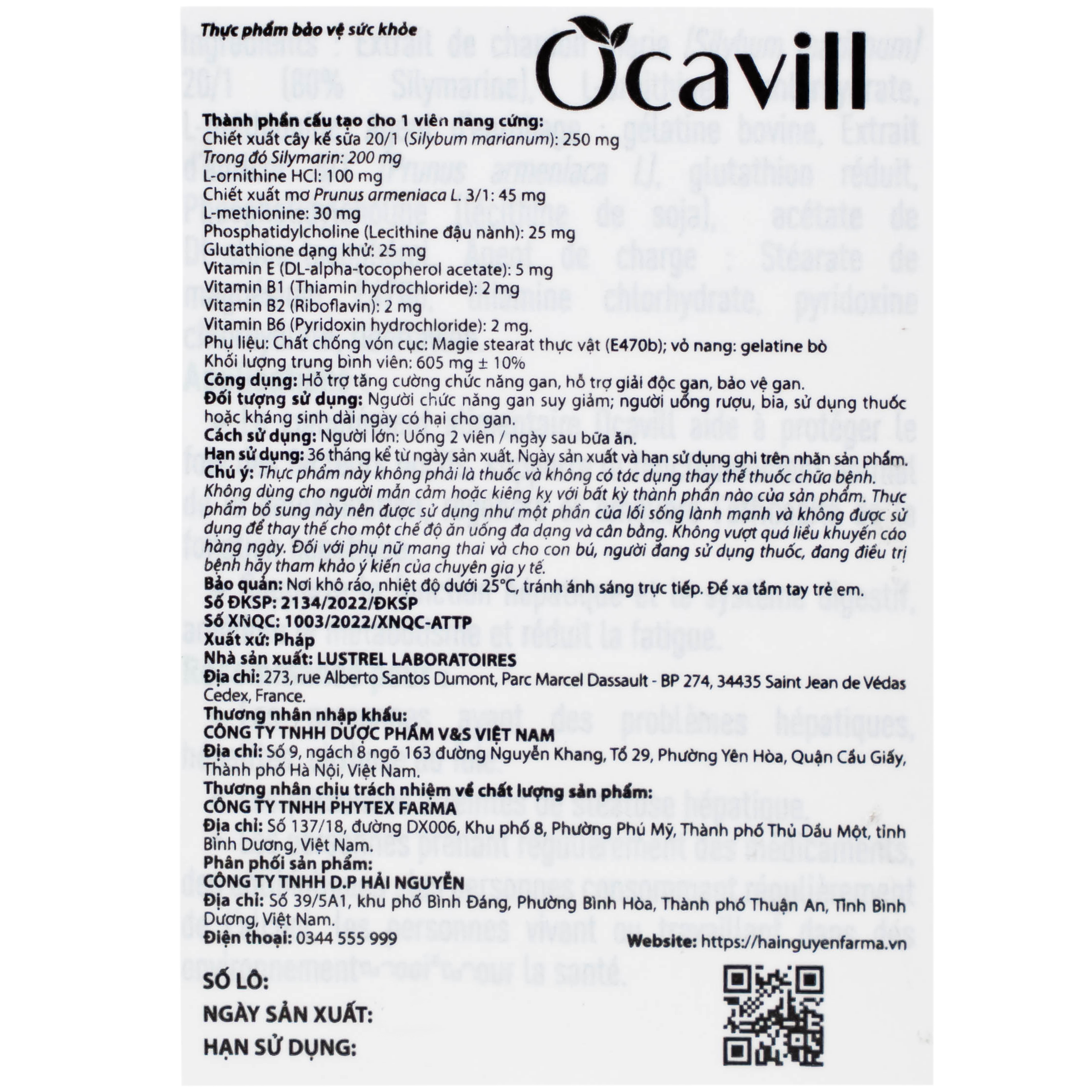 Viên uống Ocavill hỗ trợ tăng cường chức năng gan, giải độc gan, bảo vệ gan (4 vỉ x 15 viên)