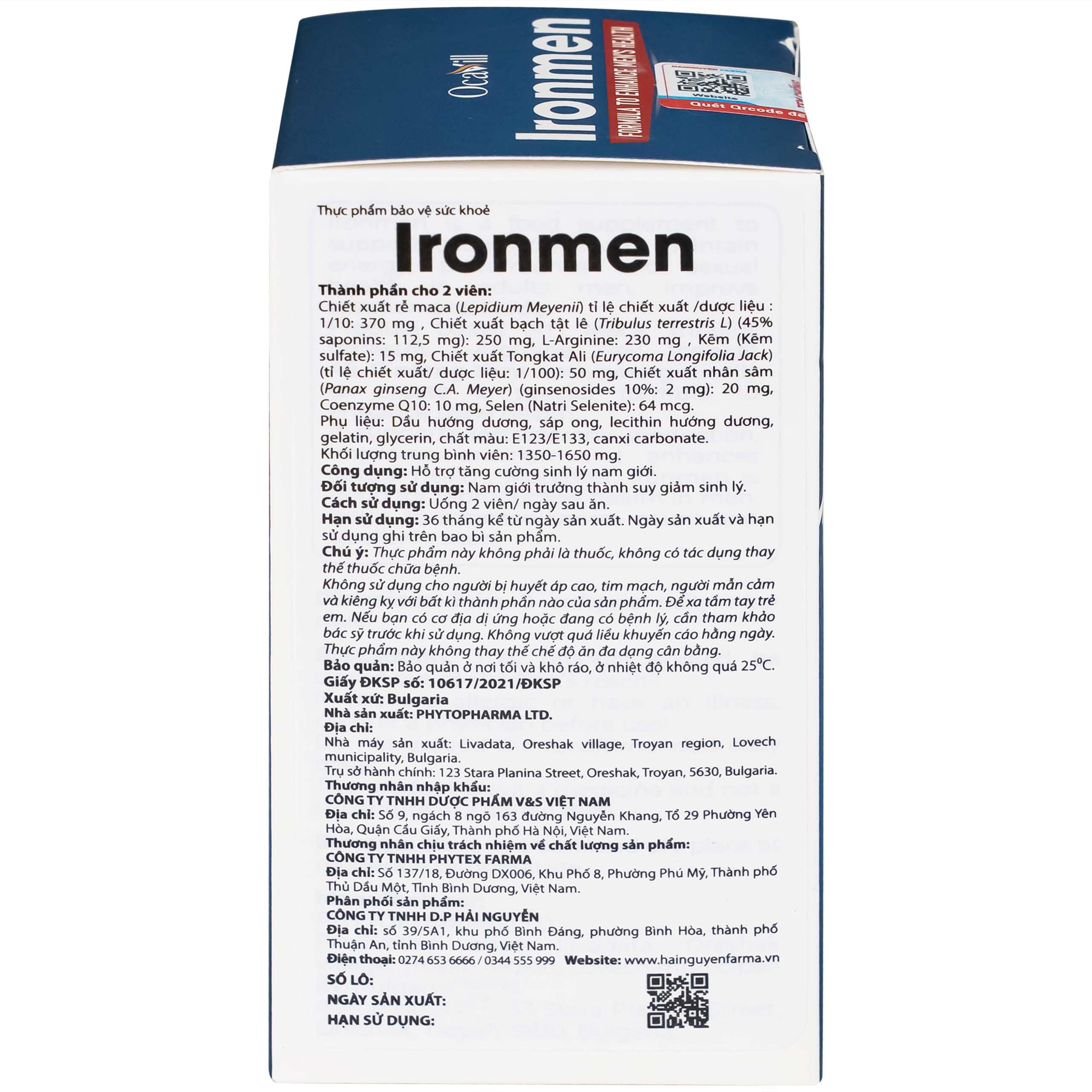 Viên uống Ironmen Ocavill hỗ trợ tăng cường sinh lý nam giới (60 viên)